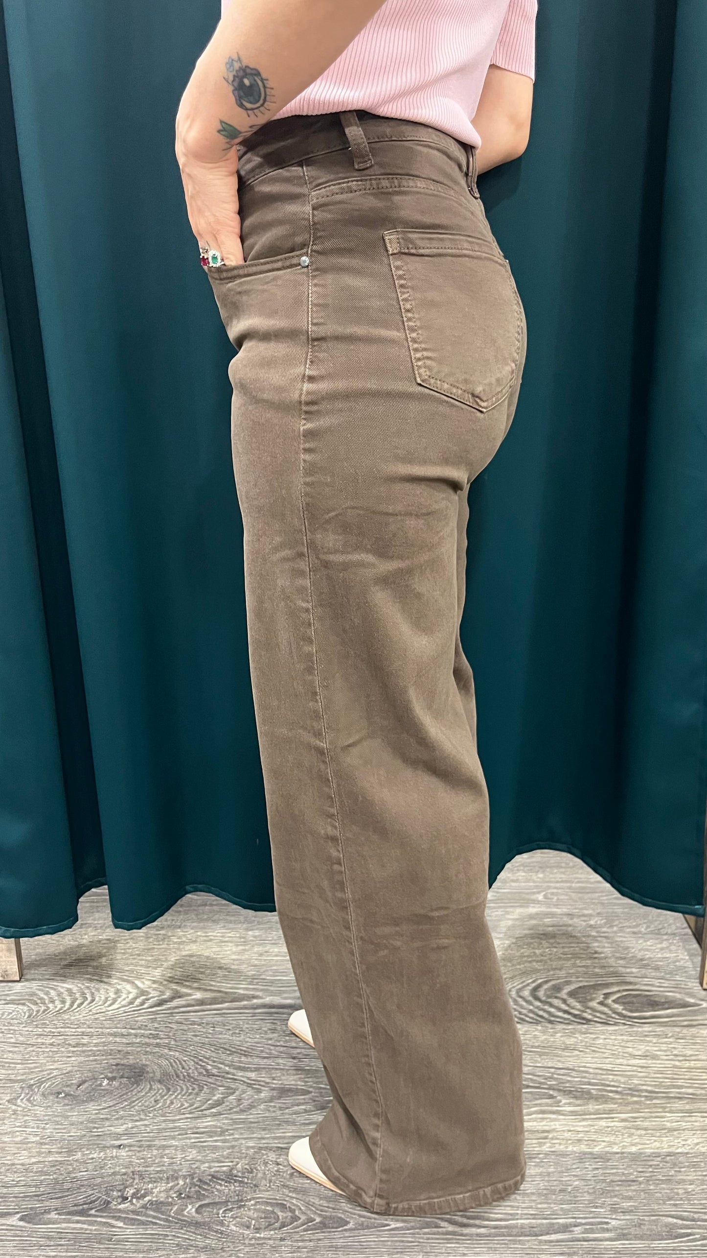 Pantalone Marrone Vita Alta