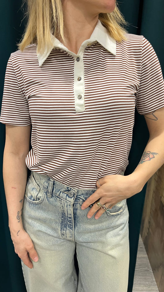 Polo Haveone Righe Marrone