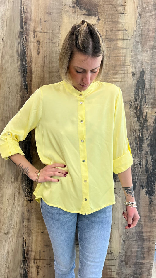 Camicia Coreana Giallo Pastello in Viscosa