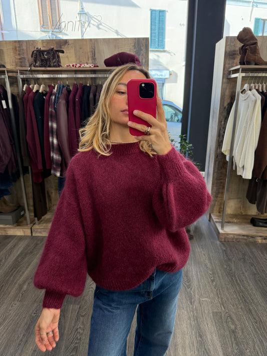 Maglione Lila Maniche Sbuffo