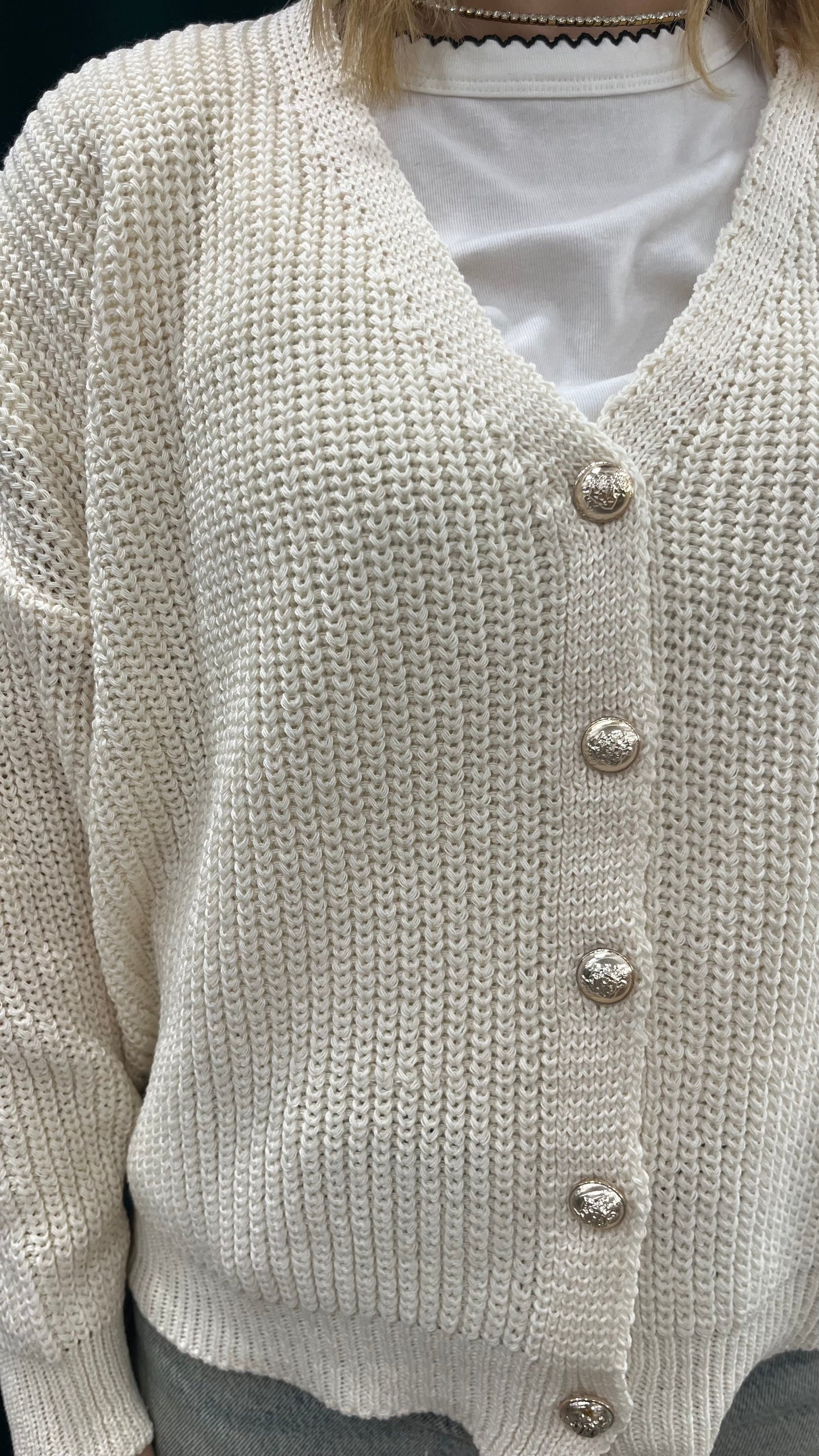 Cardigan Bottoni Oro in Diversi Colori