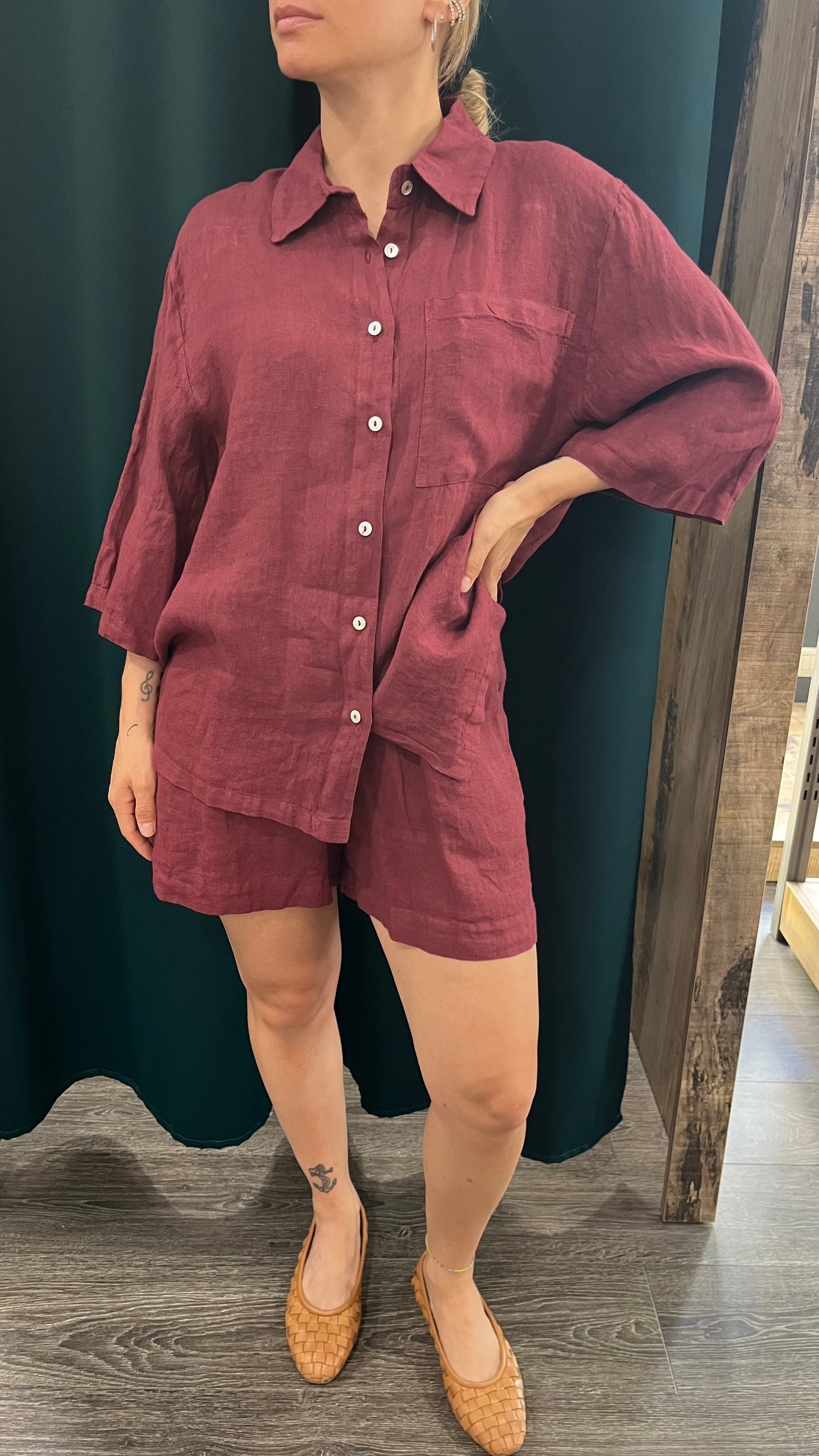 Coordinato Camicia+Bermuda Kontatto Bordeaux