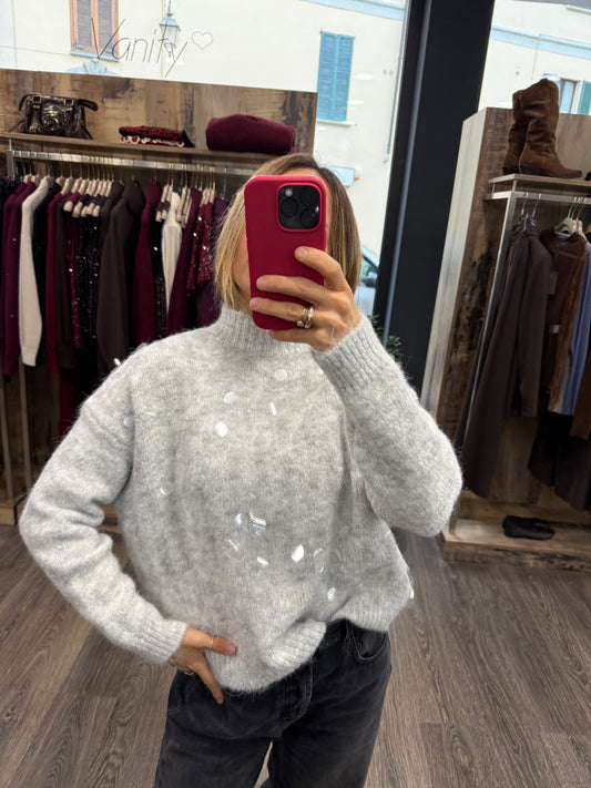 Lupetto Grigio chiaro Maxi paillettes