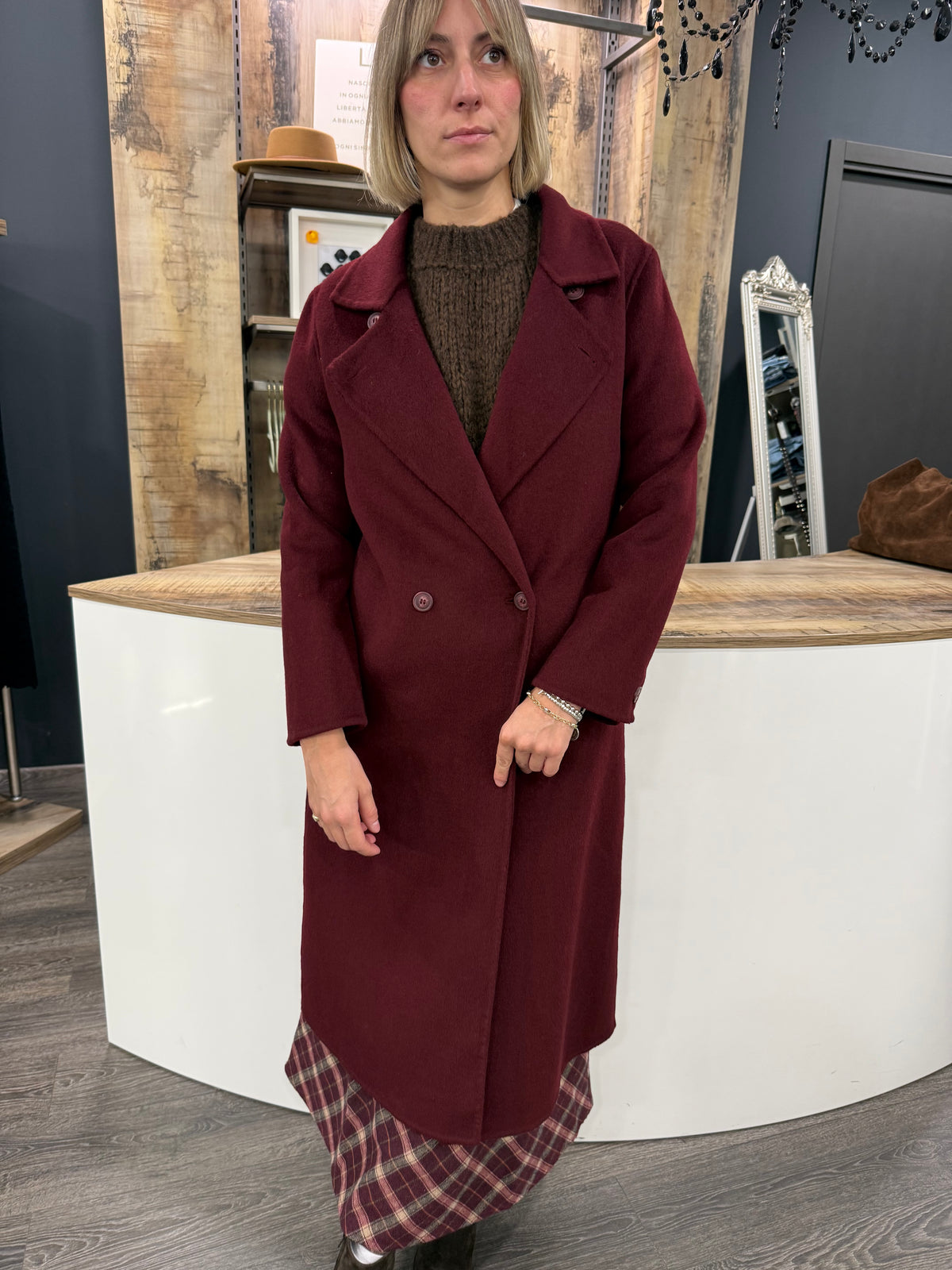 Cappotto Bordeaux Lana