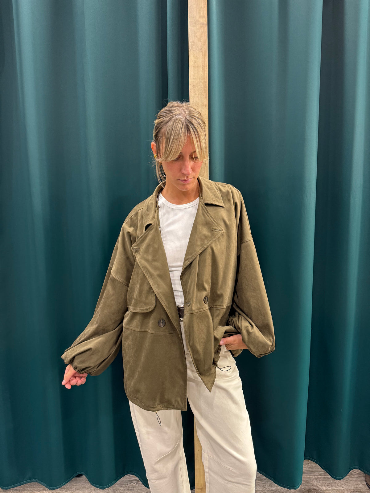 Giacca Giubbino in Suede Over Militare