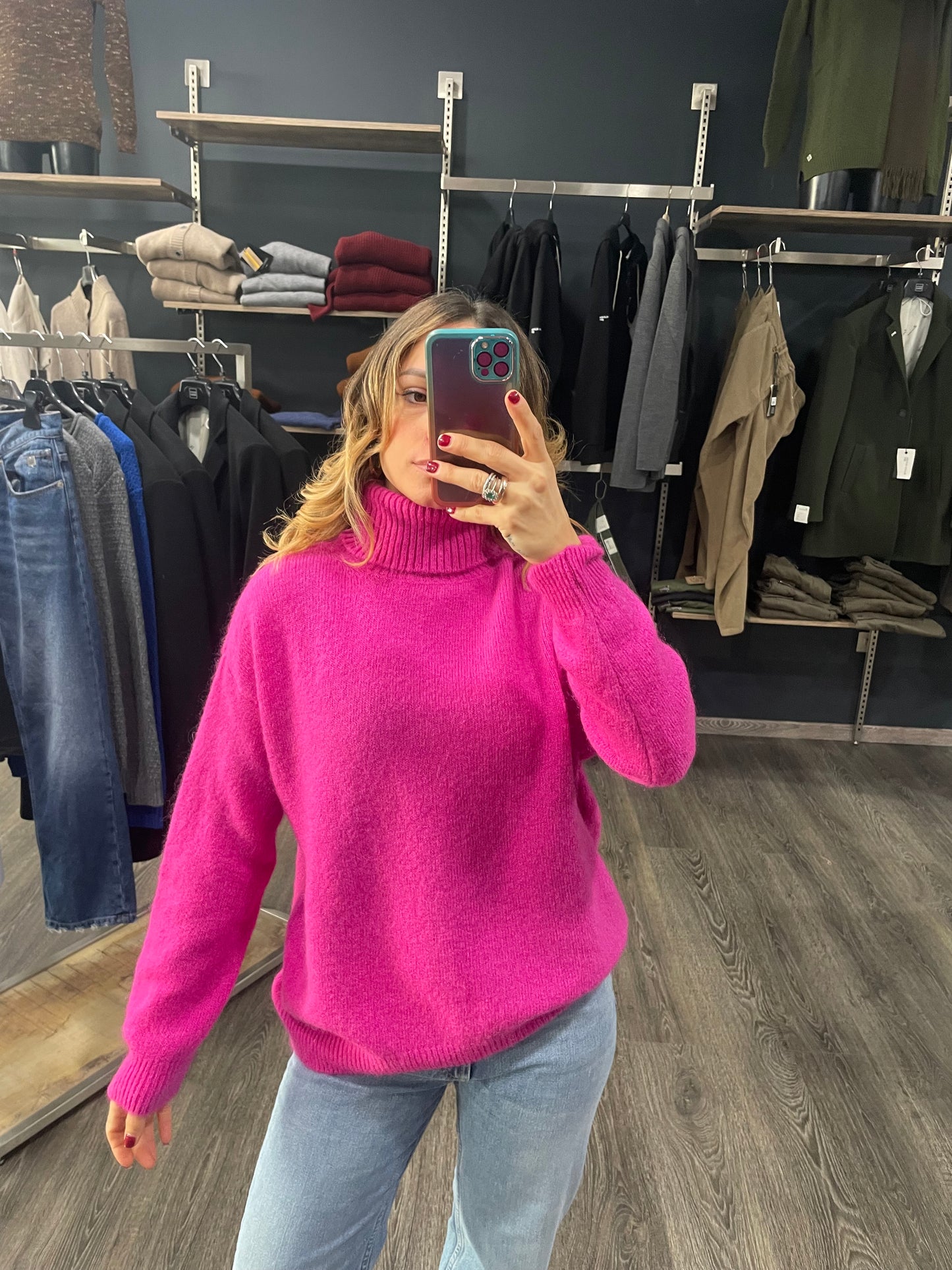 Dolcevita Fucsia Misto Lana e Mohair Oversize