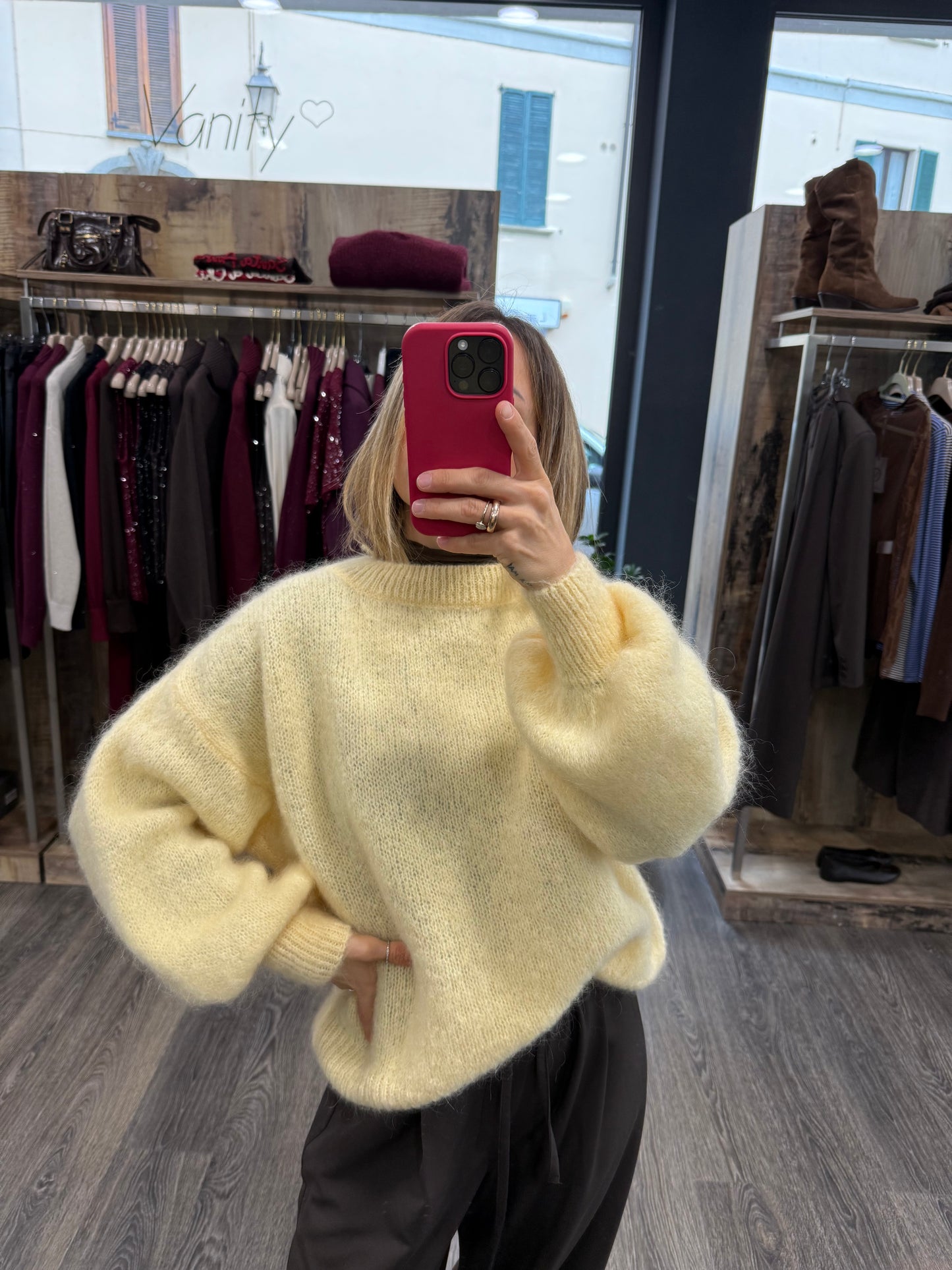 Maglione Lila Manica Sbuffo Varianti Colore