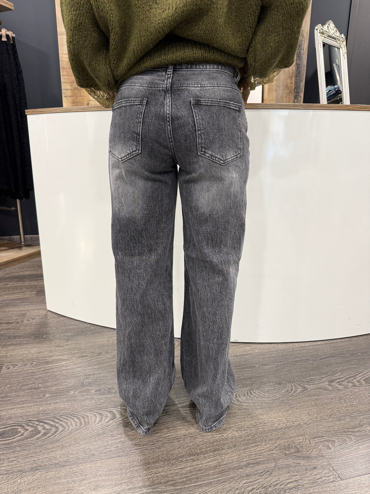 Jeans Palazzo Vita Alta Grigio