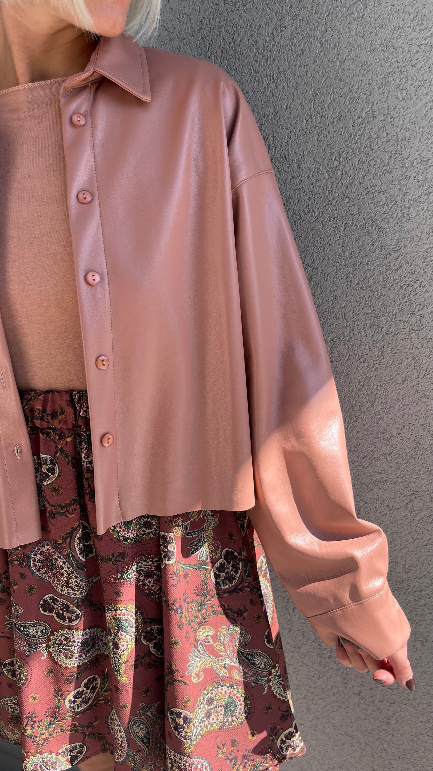 Camicia Ecopelle Rosa Pesca Taglia unica