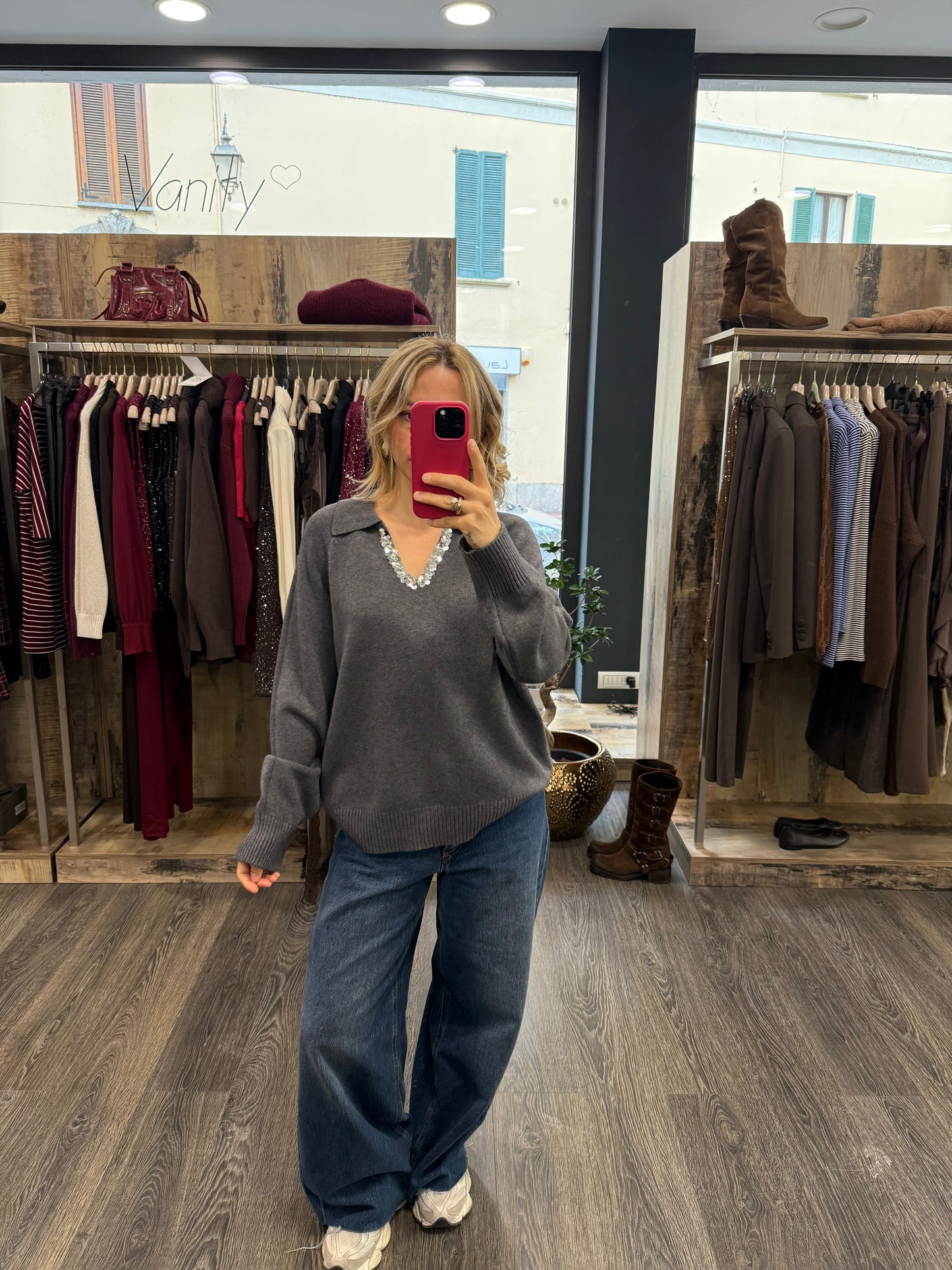 Maglioncino a V con Paillettes