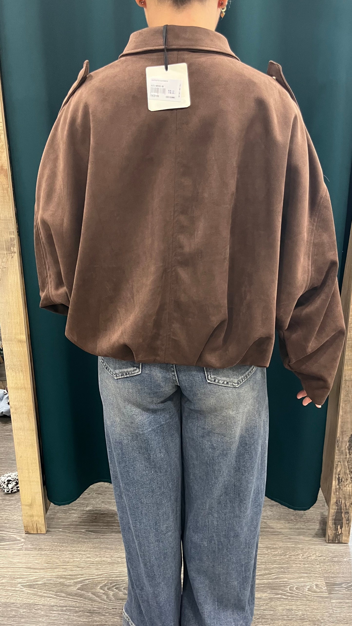 Giacca Giubbino in Suede Moro Oversize