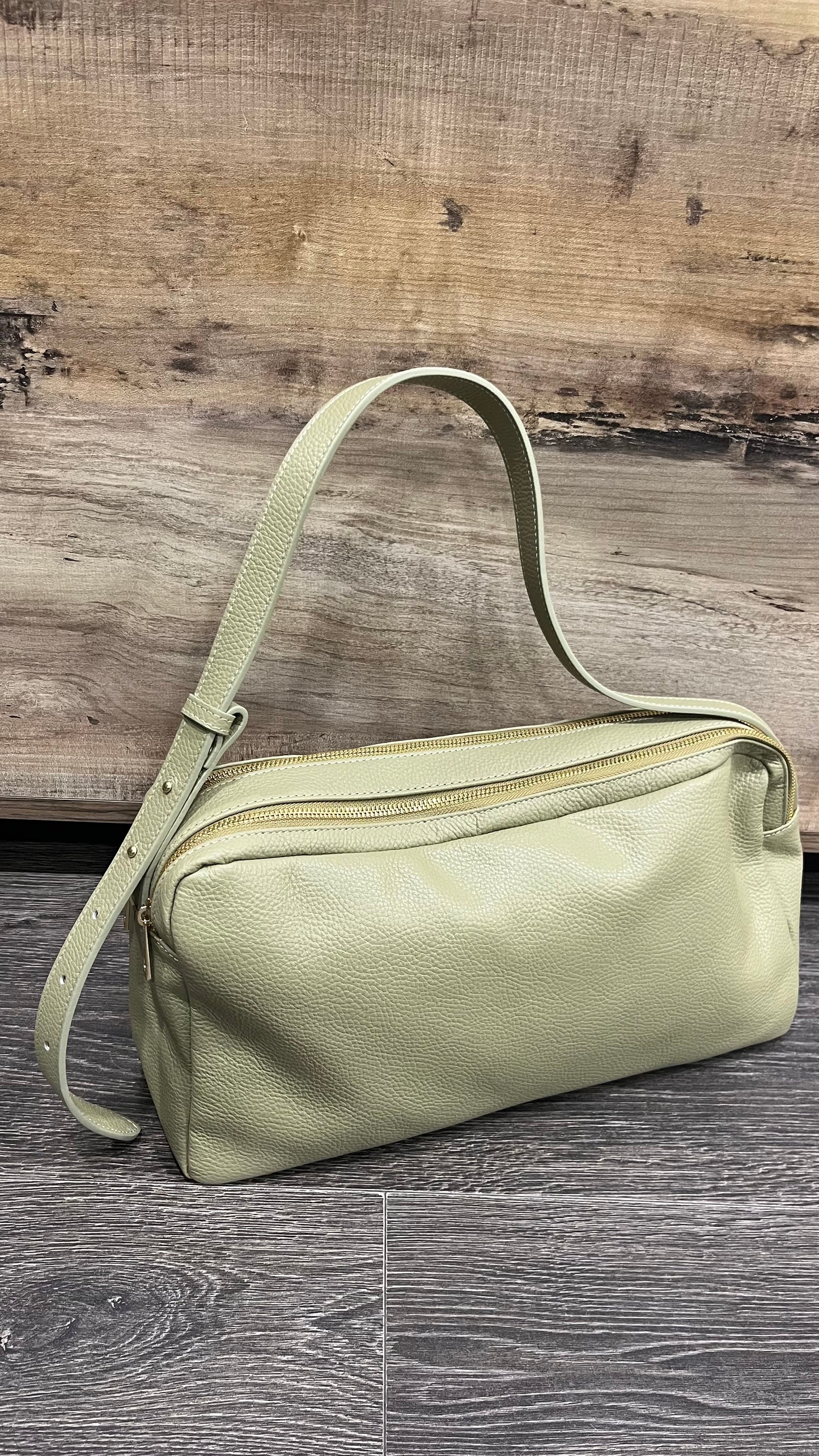 Borsa in Pelle Verde Salvia