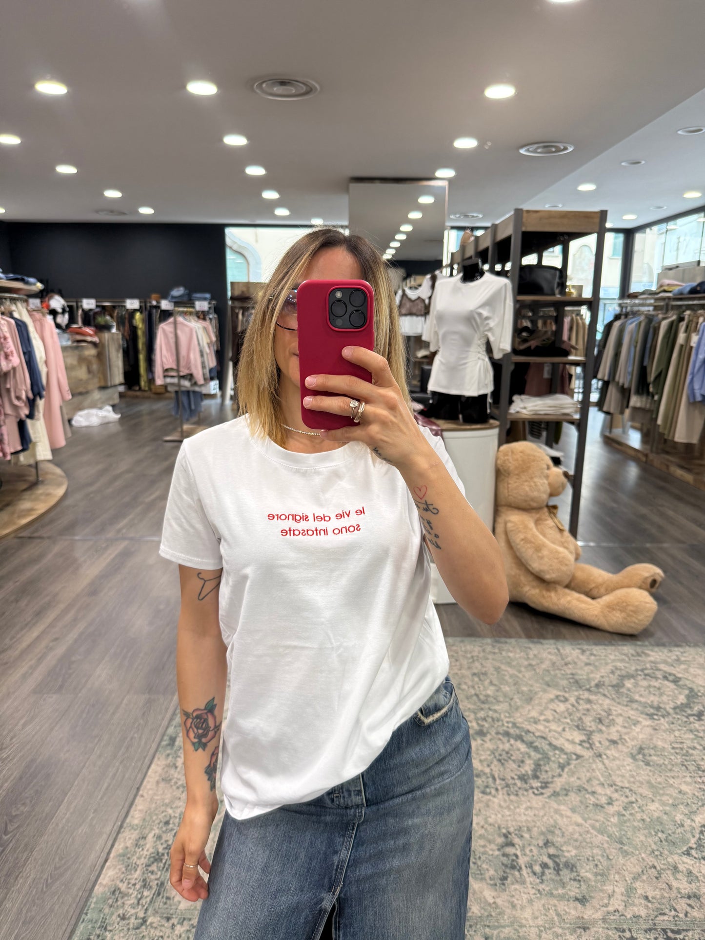 T-shirt Cotone scritta Ricamata
