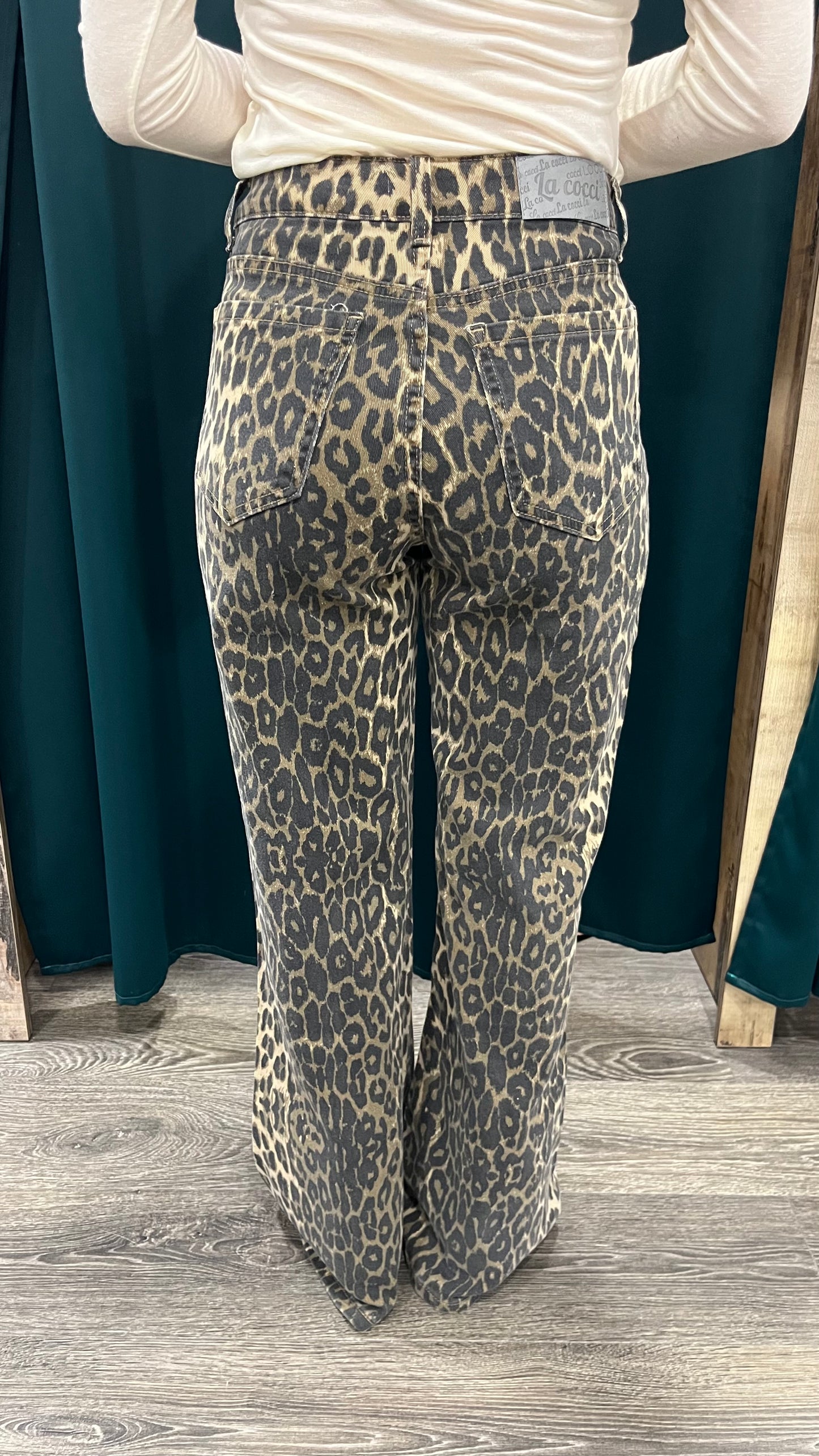 Jeans Wide Leg Animalier Vita Alta