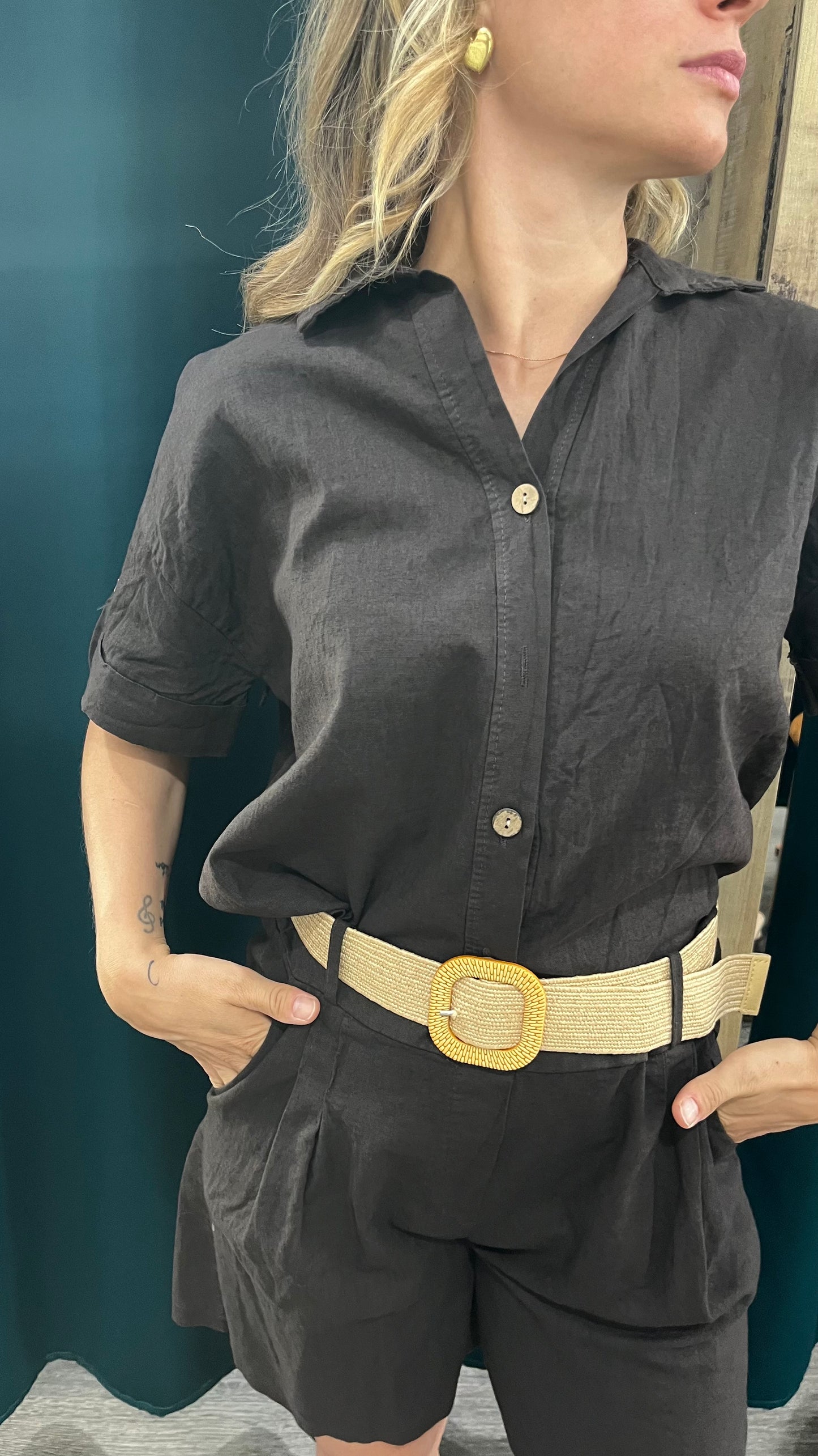 Camicia Lino Cotone Manica Corta