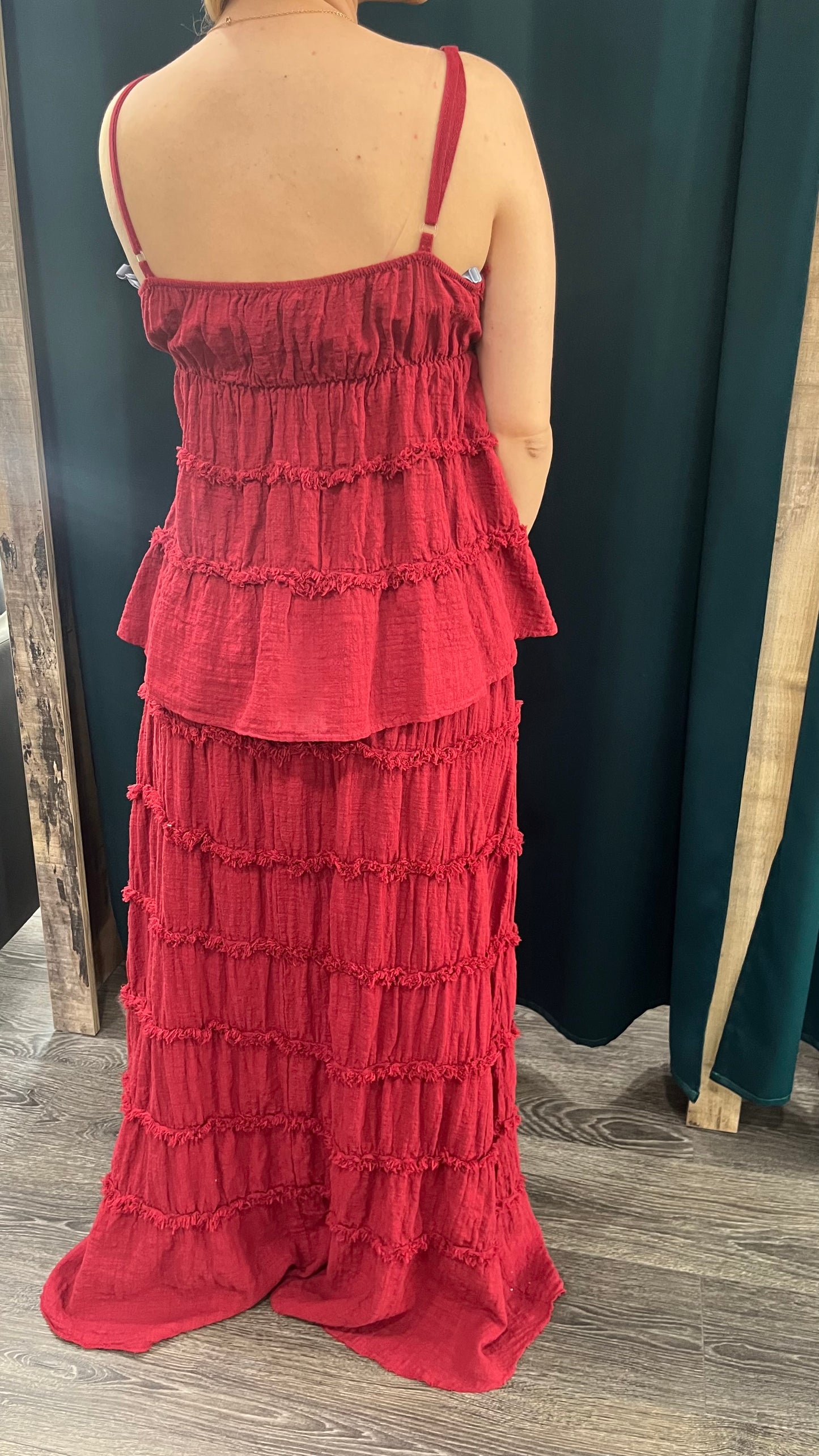 Canotta frange Bordeaux in Cotone