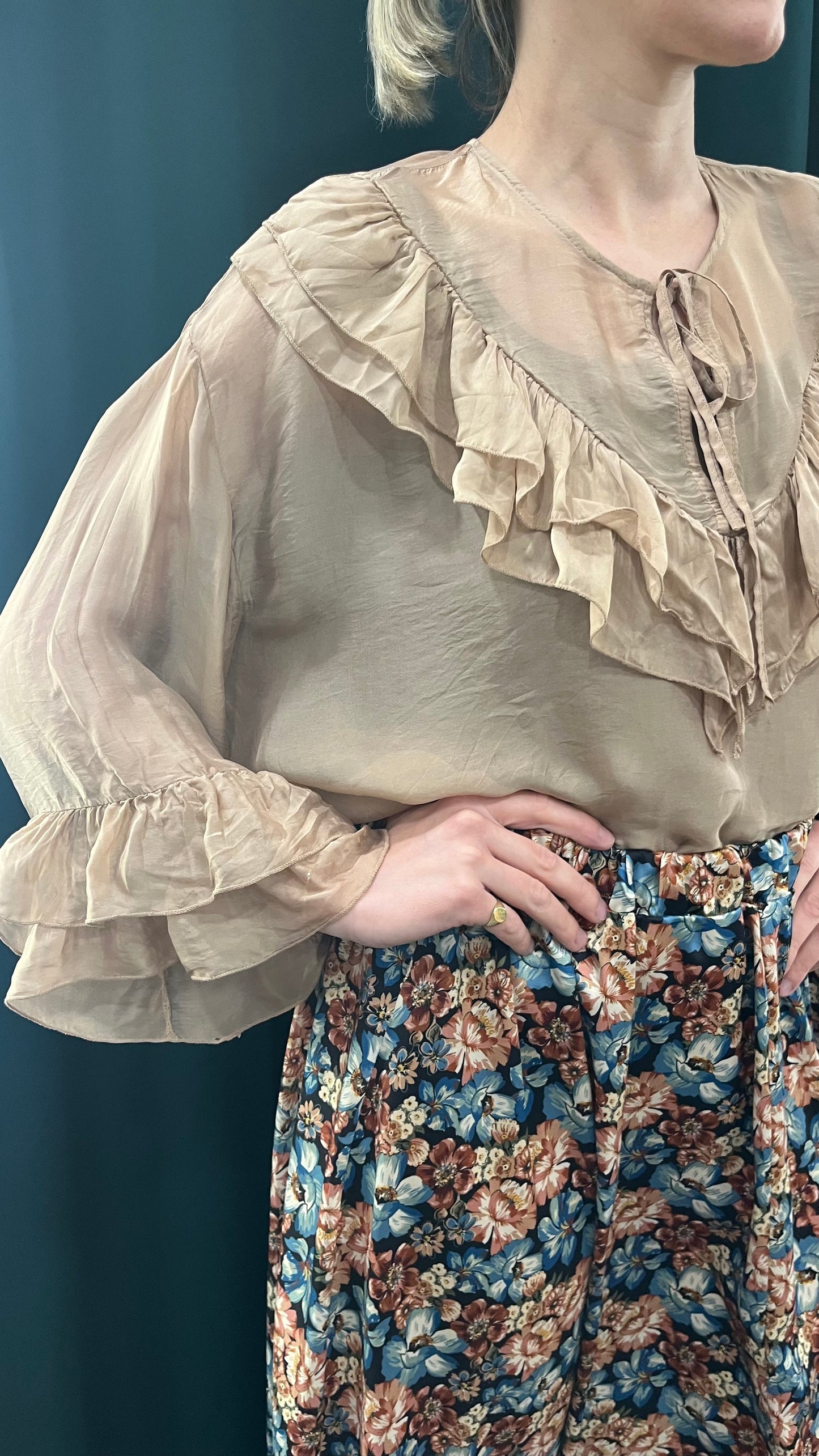 Camicia Rouches Viscosa e Seta