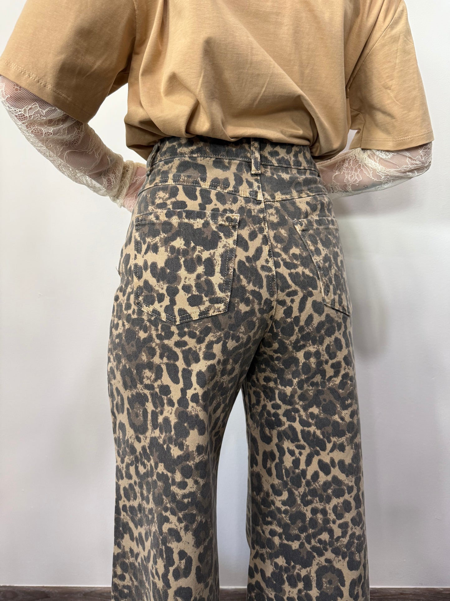 Jeans Wide Leg Animalier Maculati