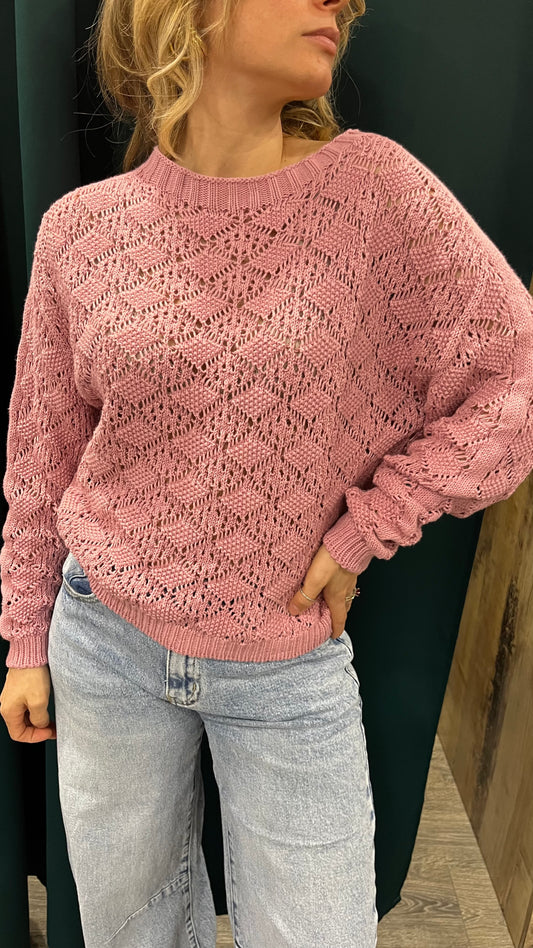 Maglione Traforato Rosa