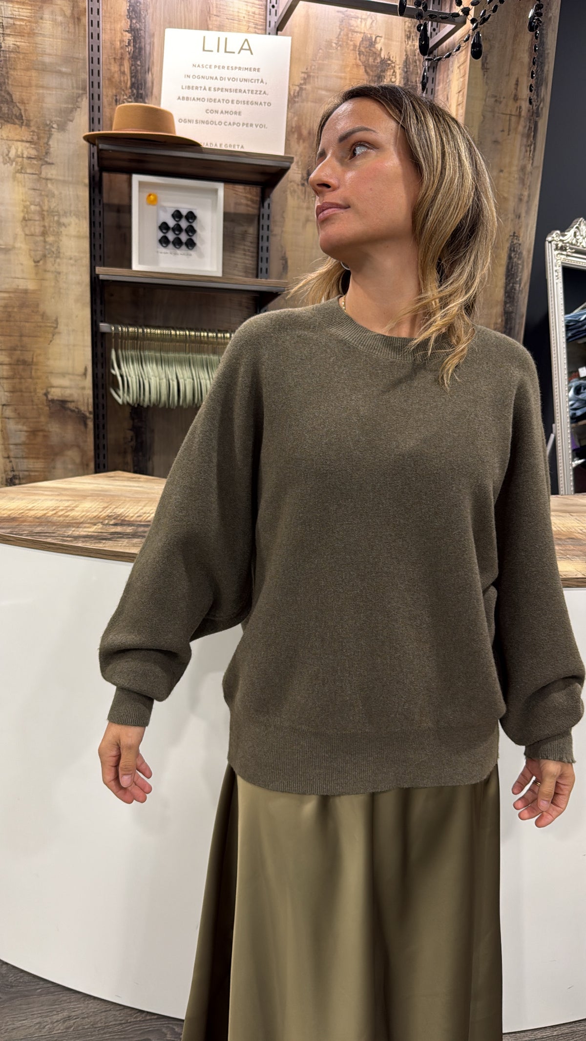 Maglione Girocollo Verde Salvia