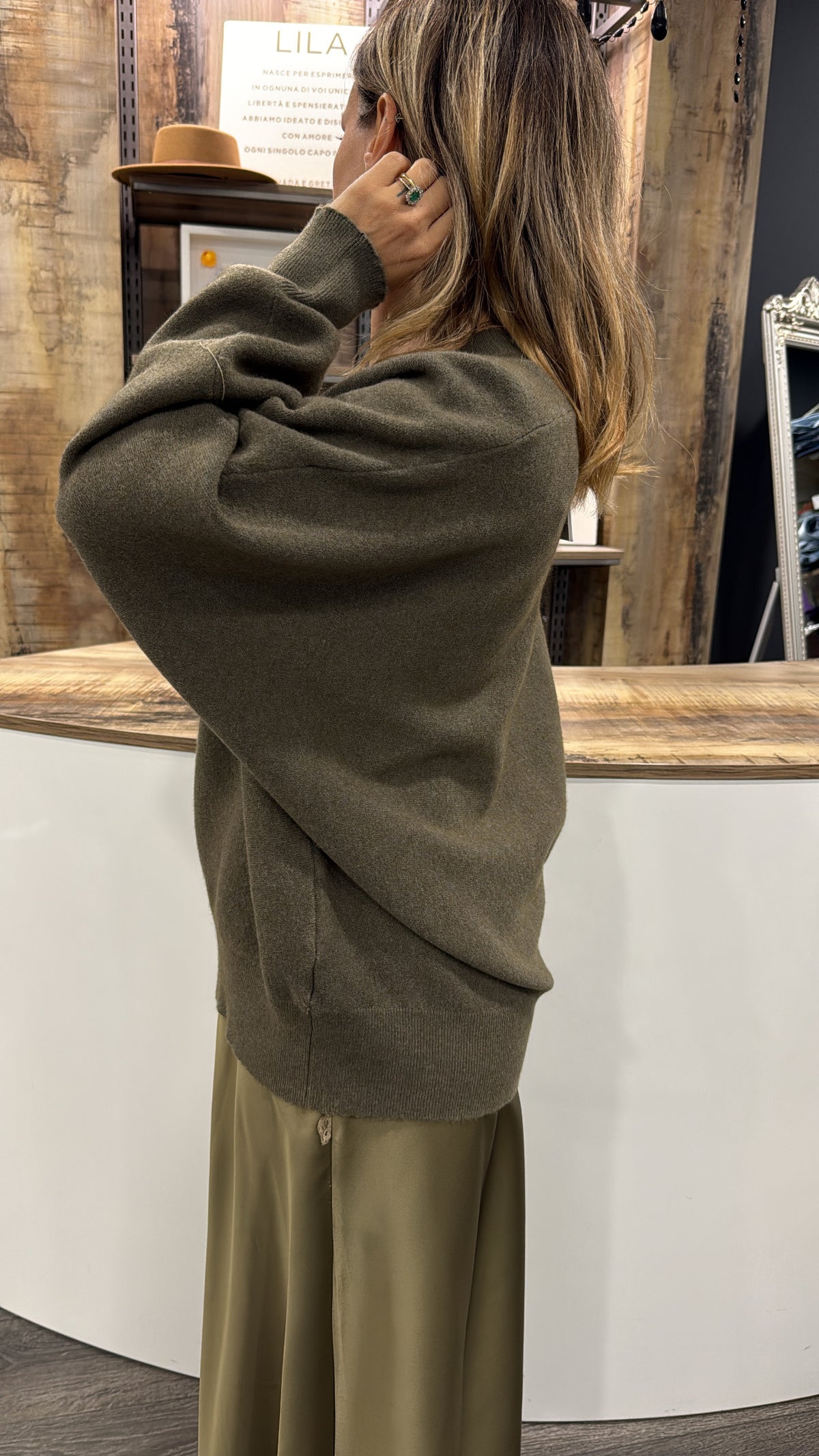 Maglione Girocollo Verde Salvia