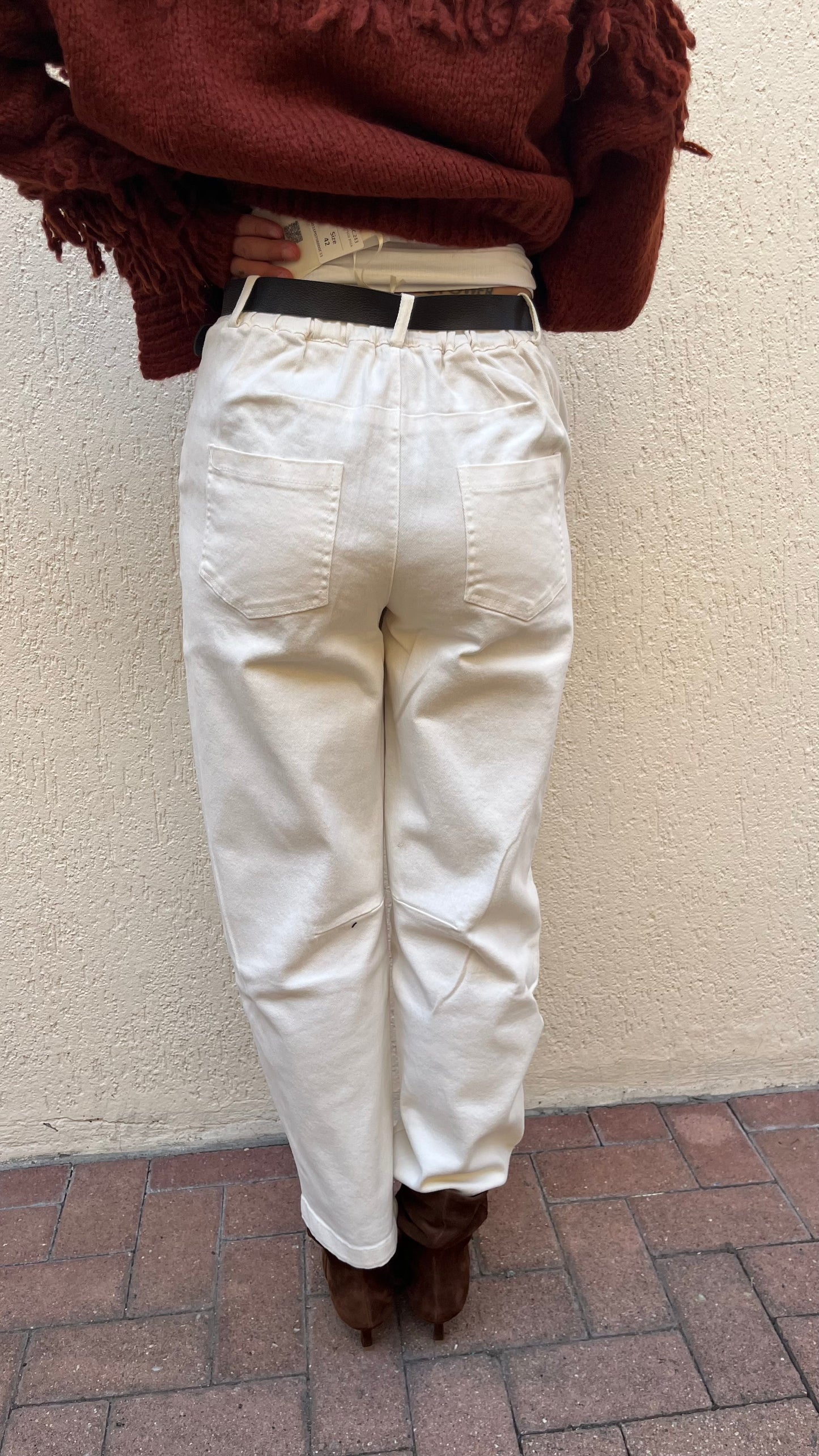 Pantalone Barrel Kontatto Panna