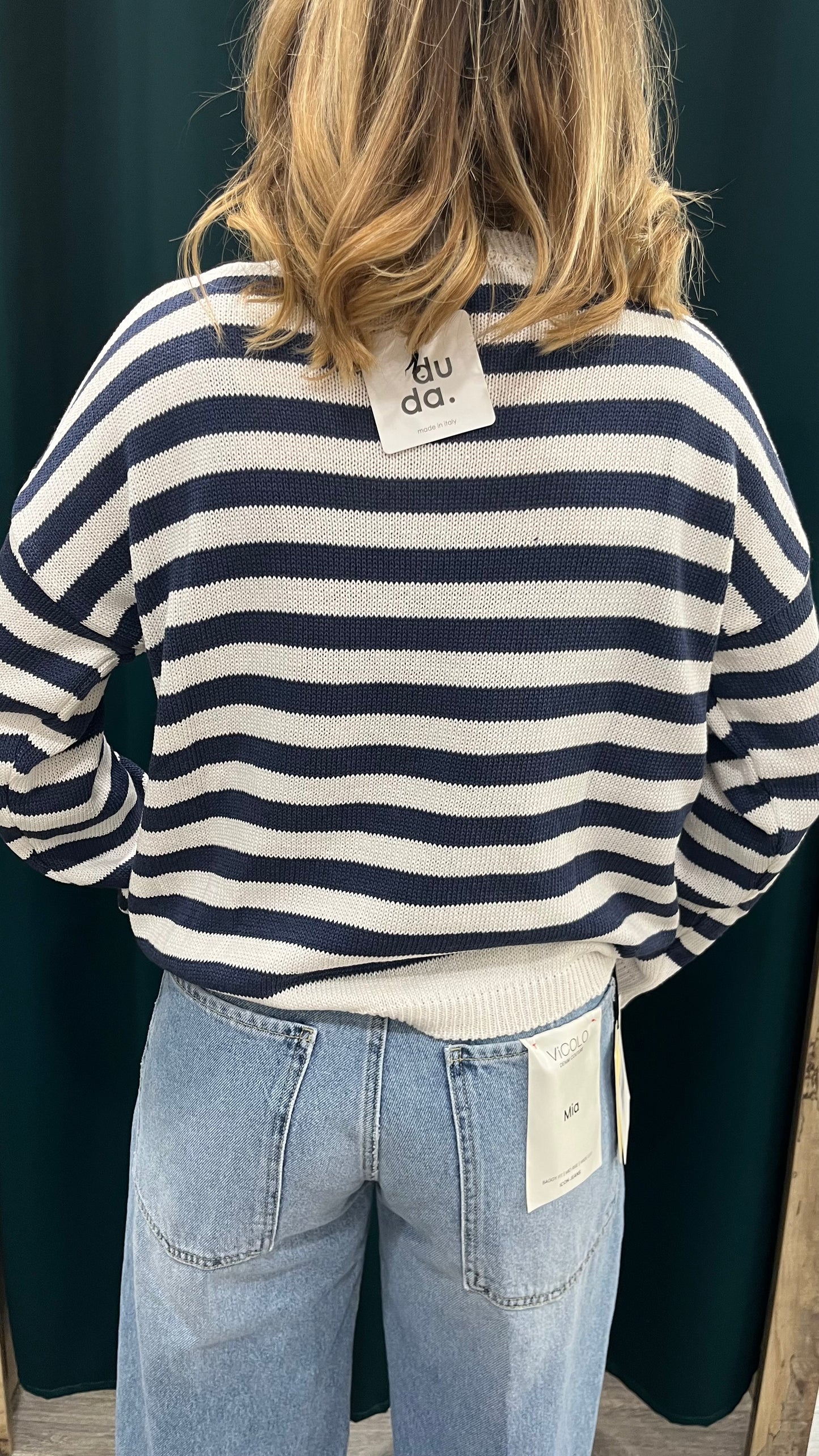 Maglione Righe e Cuori Blu