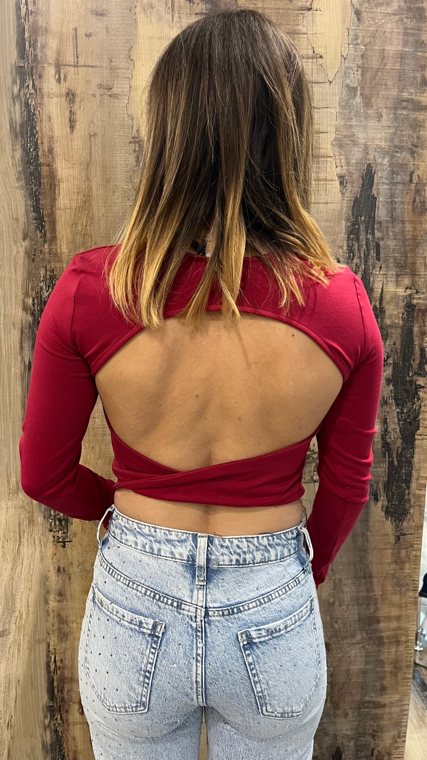 Maglia Crop Schiena Nuda