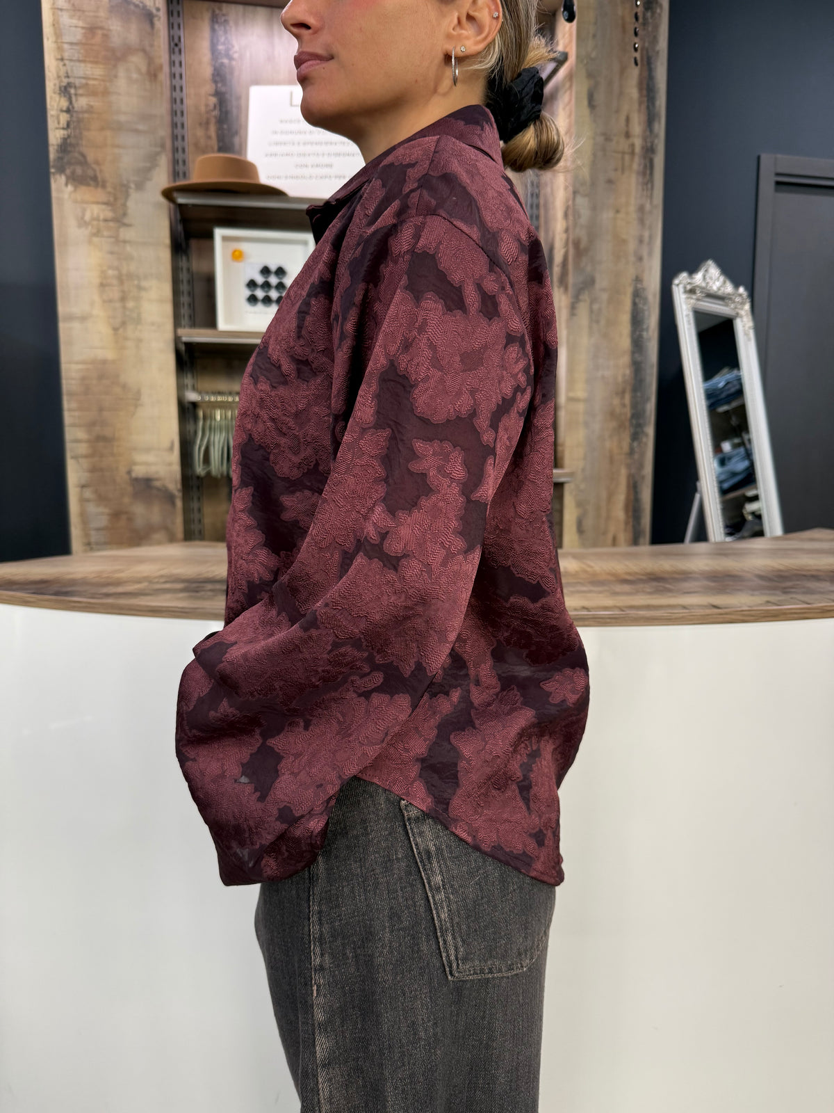 Camicia Bordeaux Manica Svasata