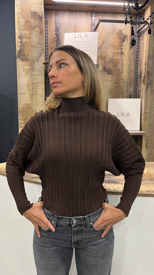Maglia Lupetto Costine e manica Pipistrello