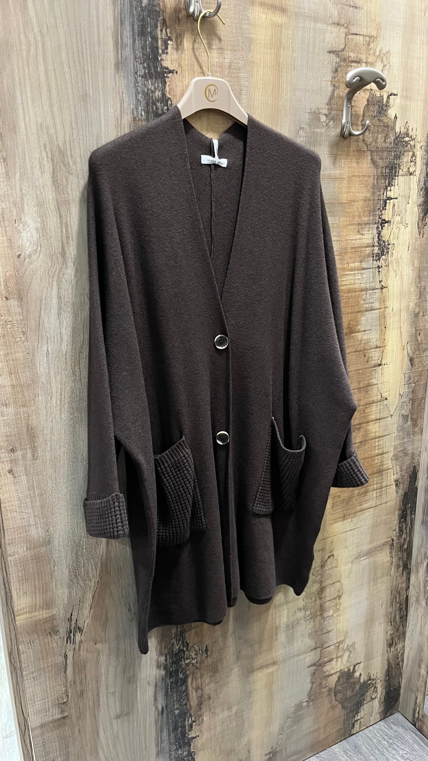 Cardigan Kimono Over con Tasche e Bottoni