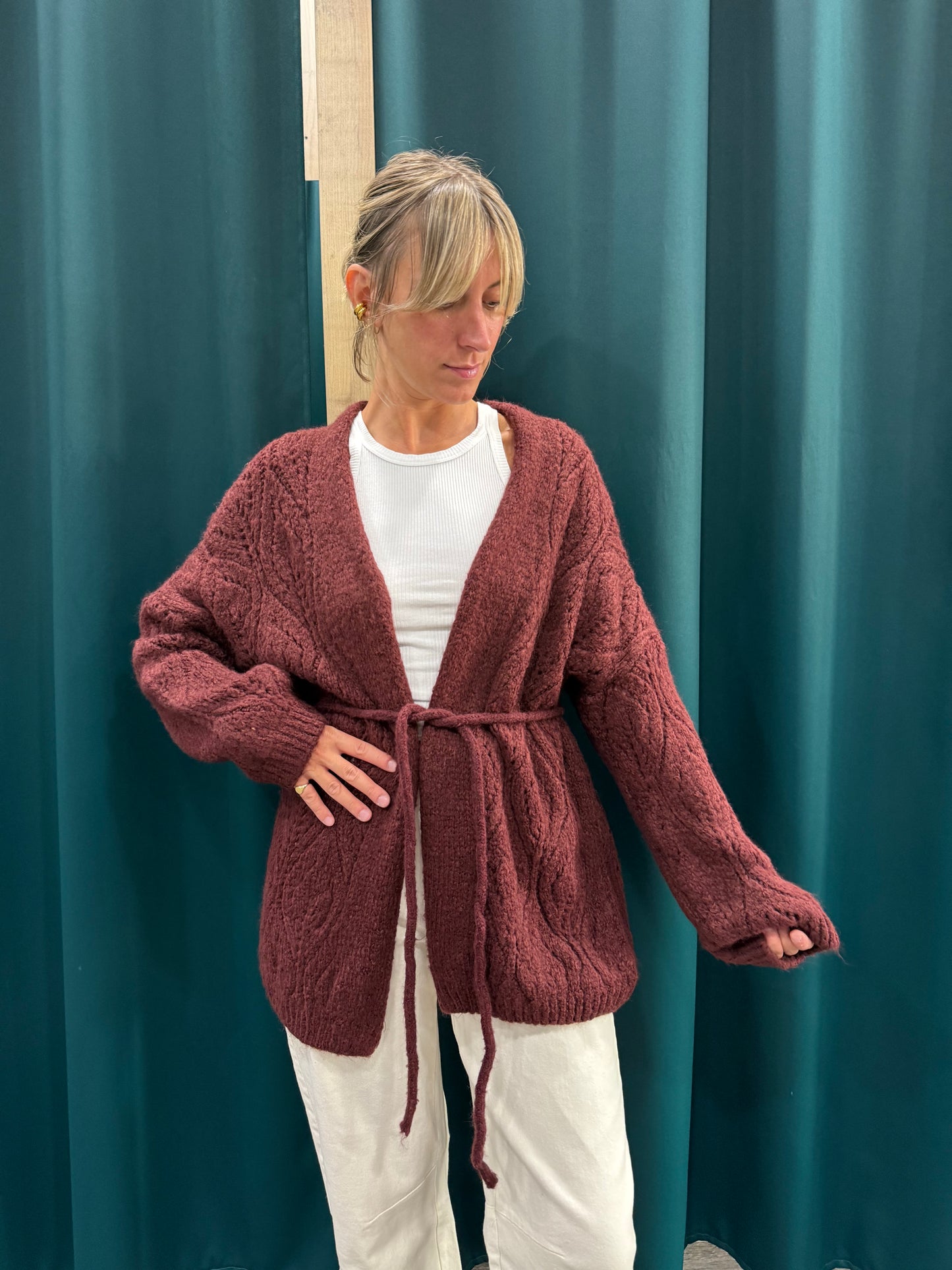 Cardigan Traforato Bordeaux