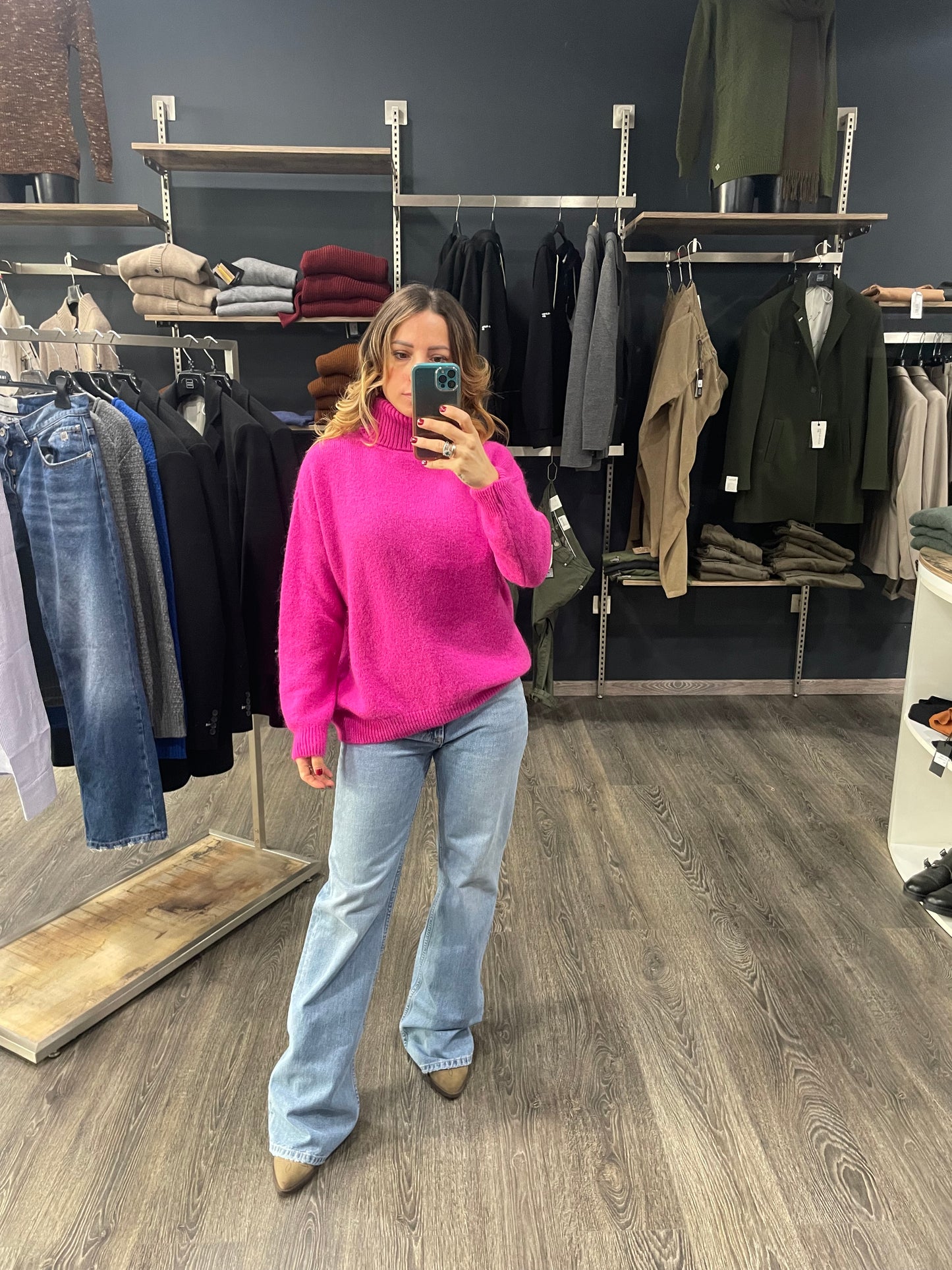 Dolcevita Fucsia Misto Lana e Mohair Oversize