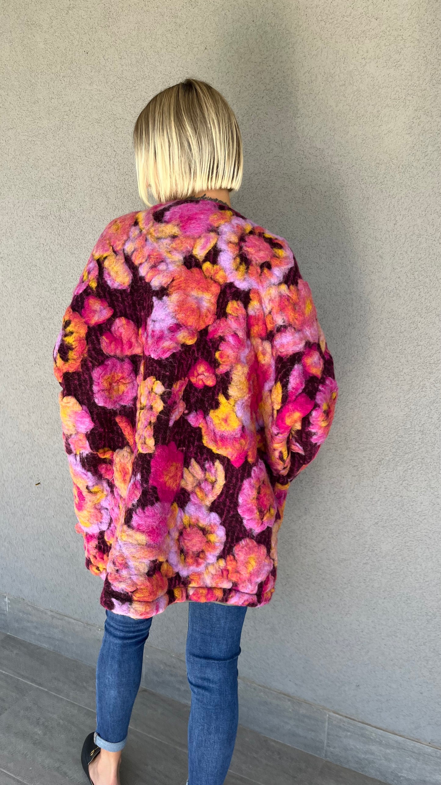 Caban Lila Oversize in Lana Fiori