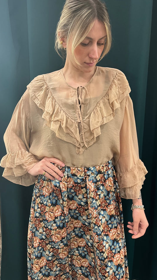 Camicia Rouches Viscosa e Seta