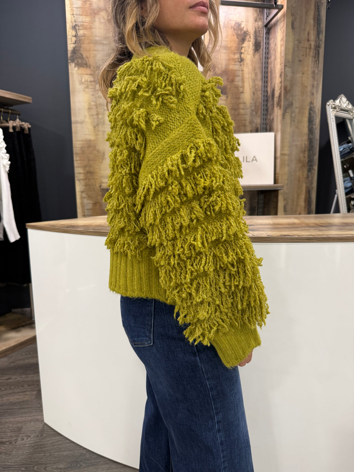 Cardigan Frange Lime Duda