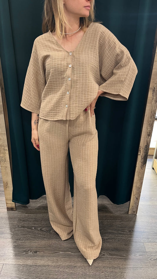 Camicia Lila Righe Kimono