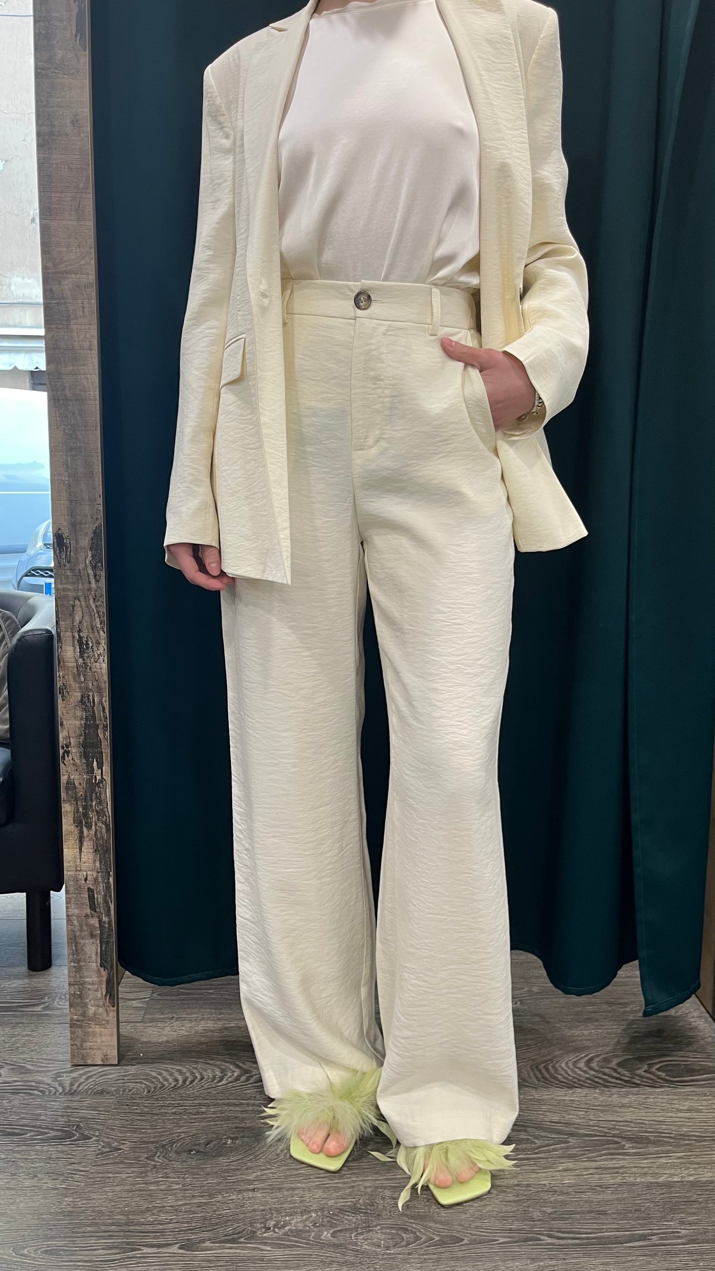 Pantaloni Panna con Elastico in Vita