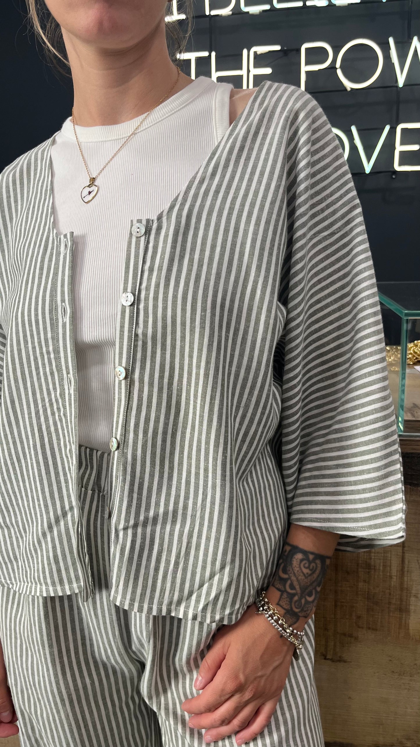 Camicia Righe Lila in Lino