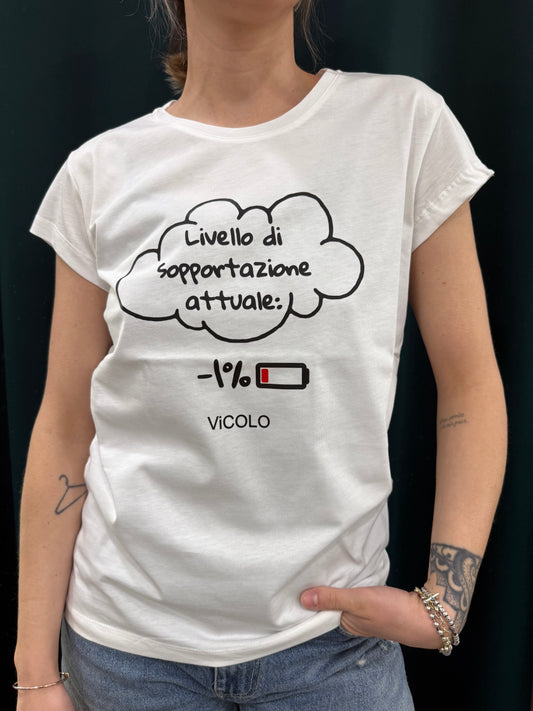 T-shirt Vicolo “livello di sopportazione attuale”