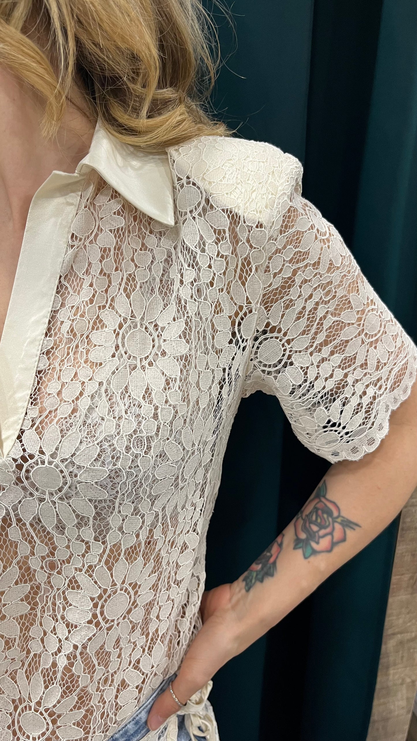 Camicia Pizzo Lumina Manica Corta