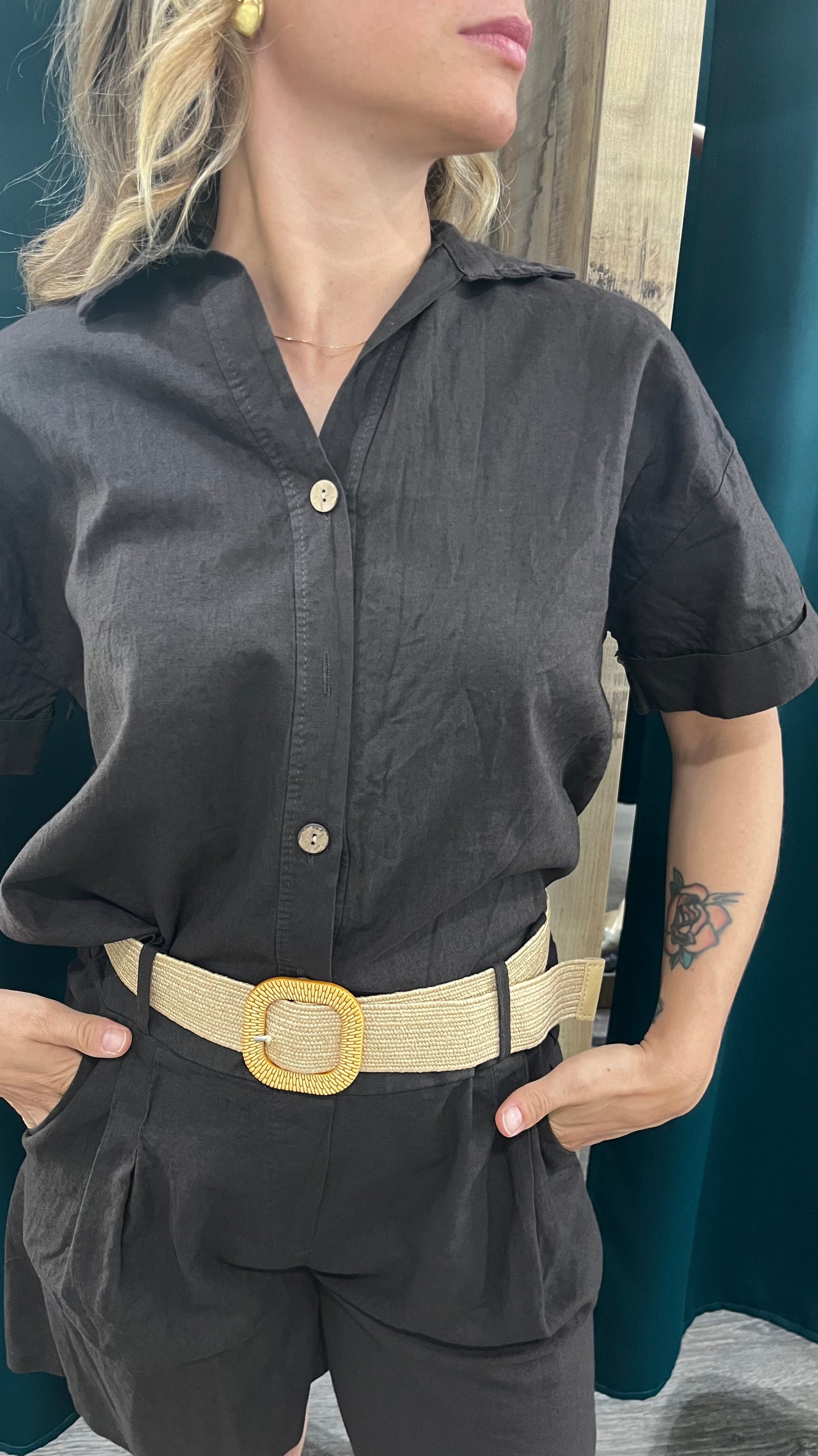 Camicia Lino Cotone Manica Corta