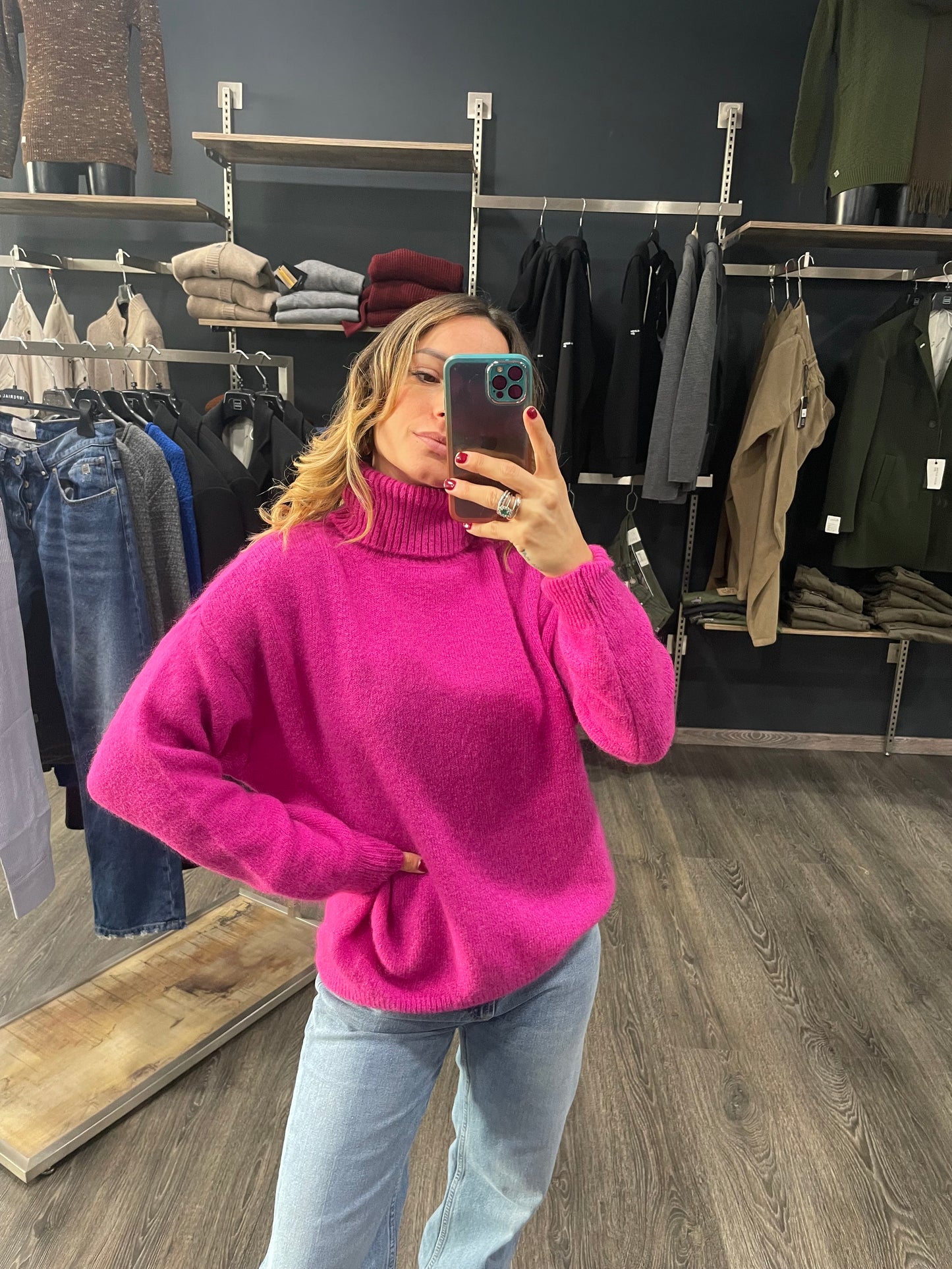 Dolcevita Fucsia Misto Lana e Mohair Oversize