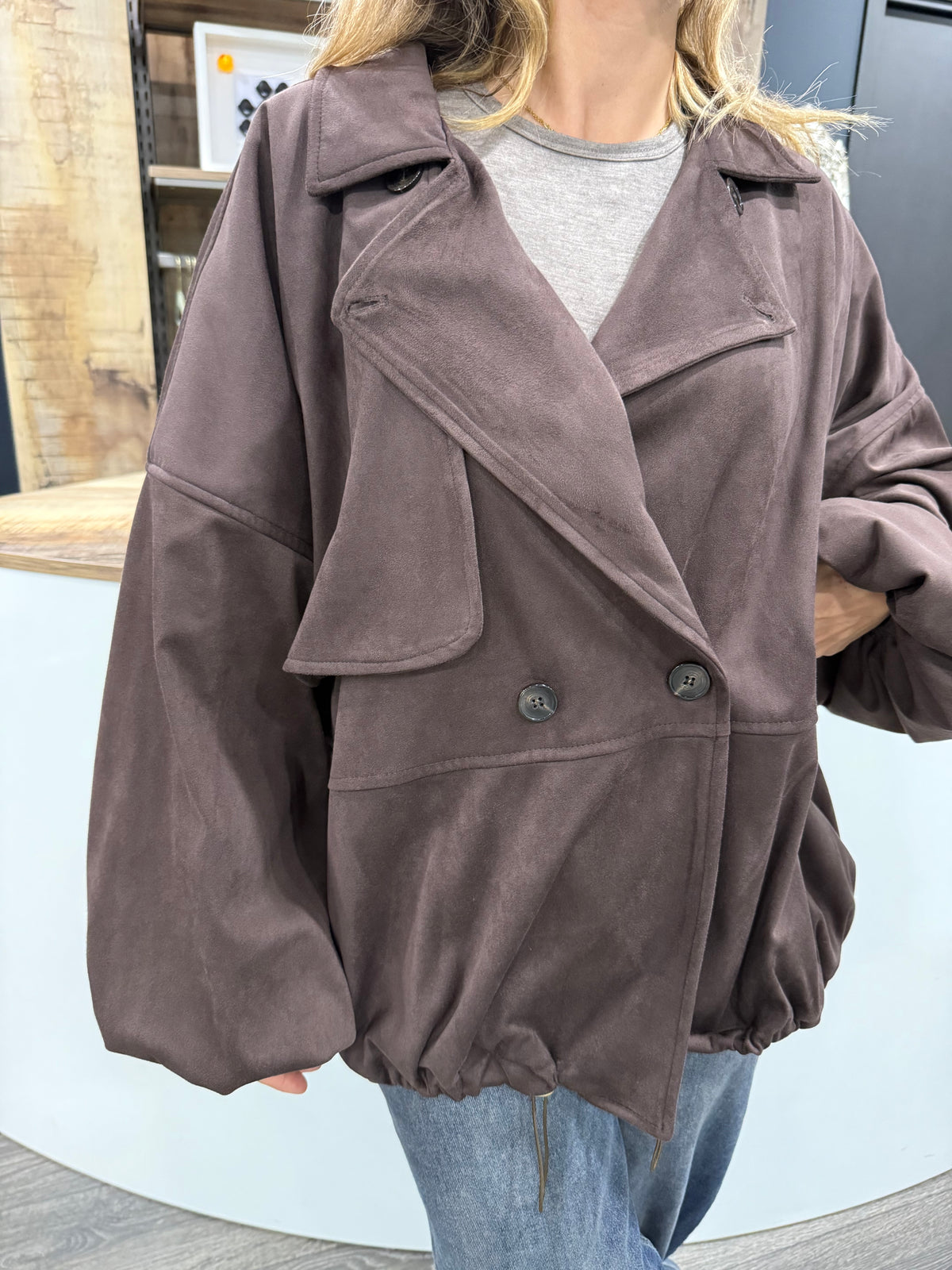 Giubbino in Suede Marrone