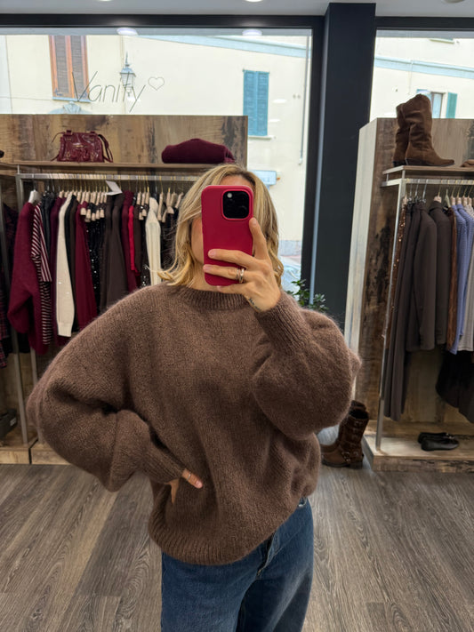 Maglione Lila Cioccolato Manica a Sbuffo