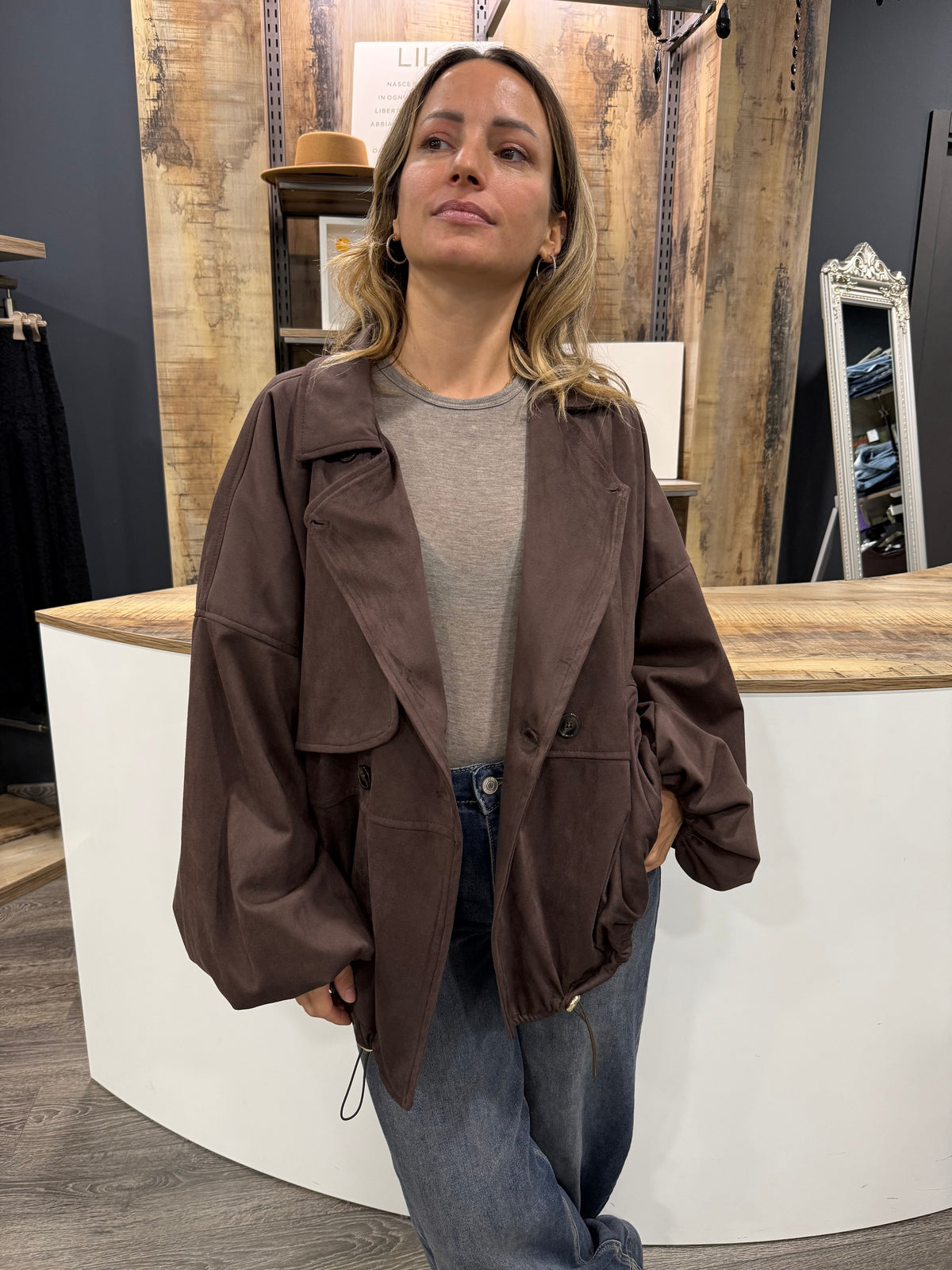 Giubbino in Suede Marrone