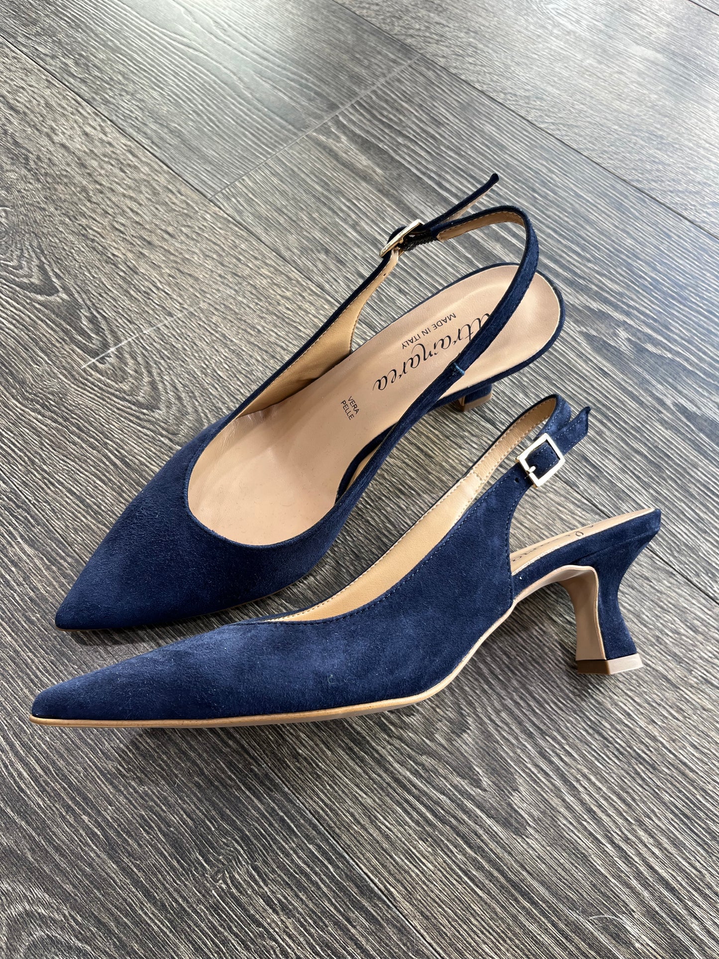 Ballerina Slingback Blu Scamosciate