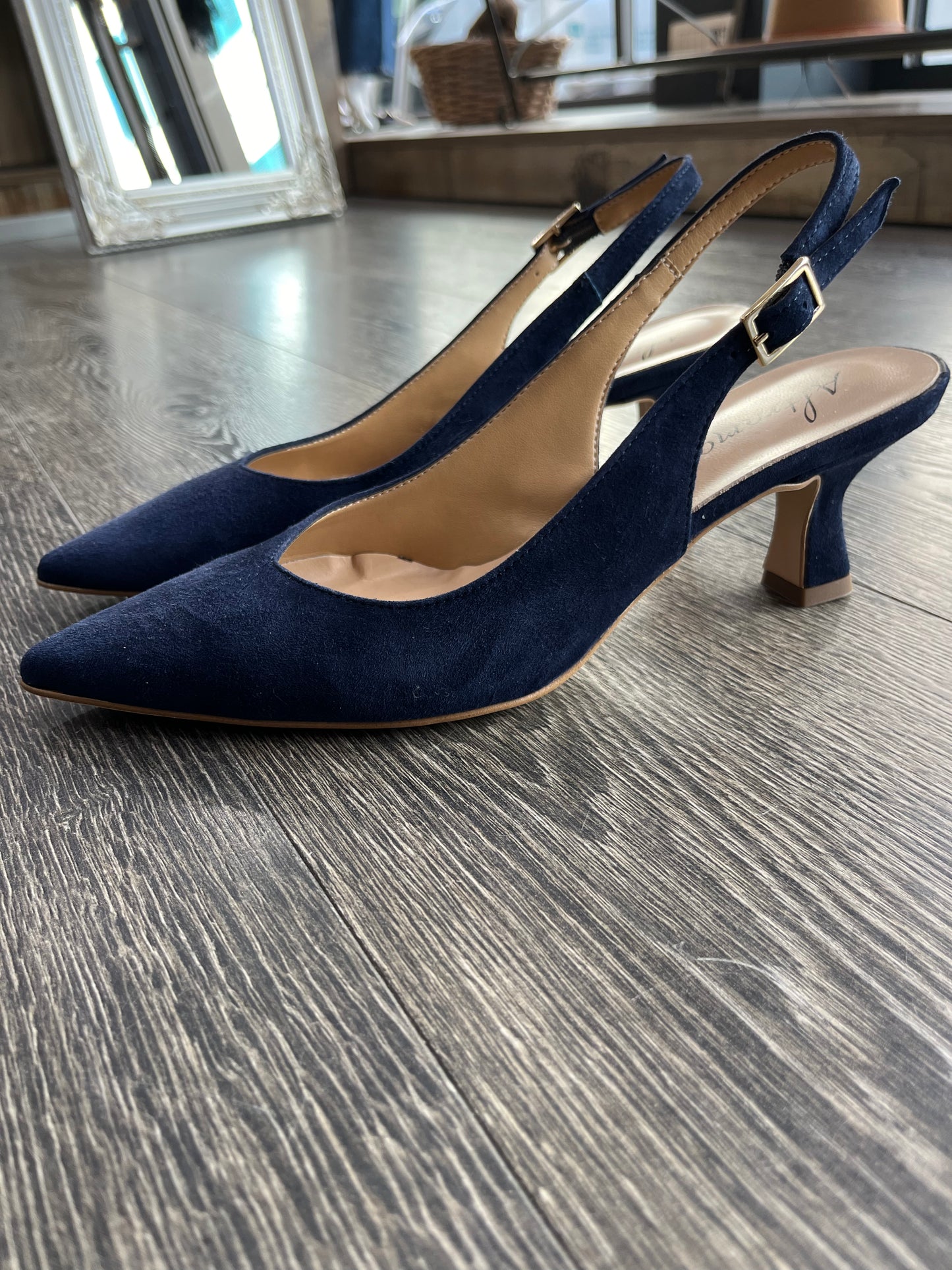 Ballerina Slingback Blu Scamosciate