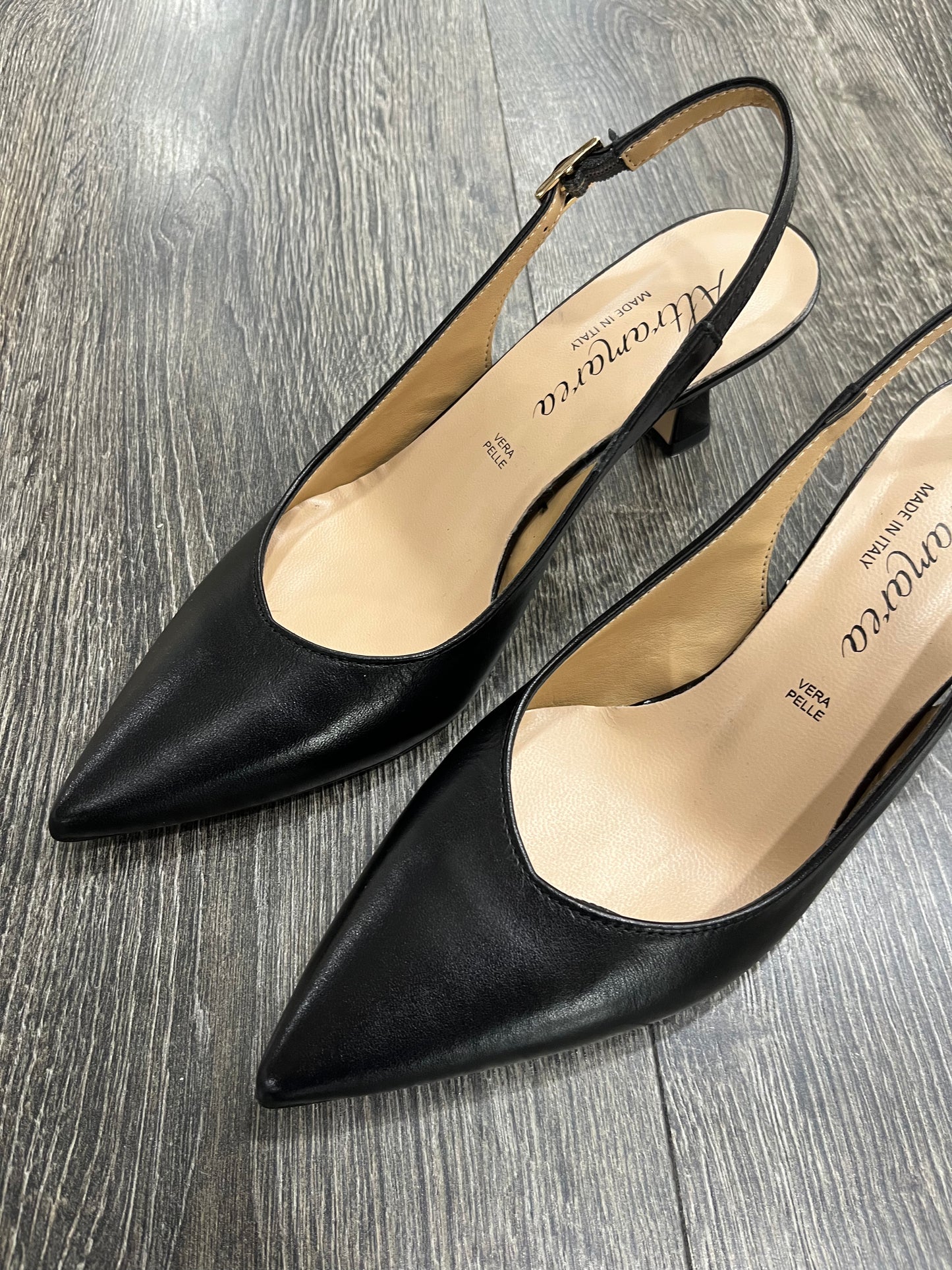 Ballerina Slingback Nero Pelle