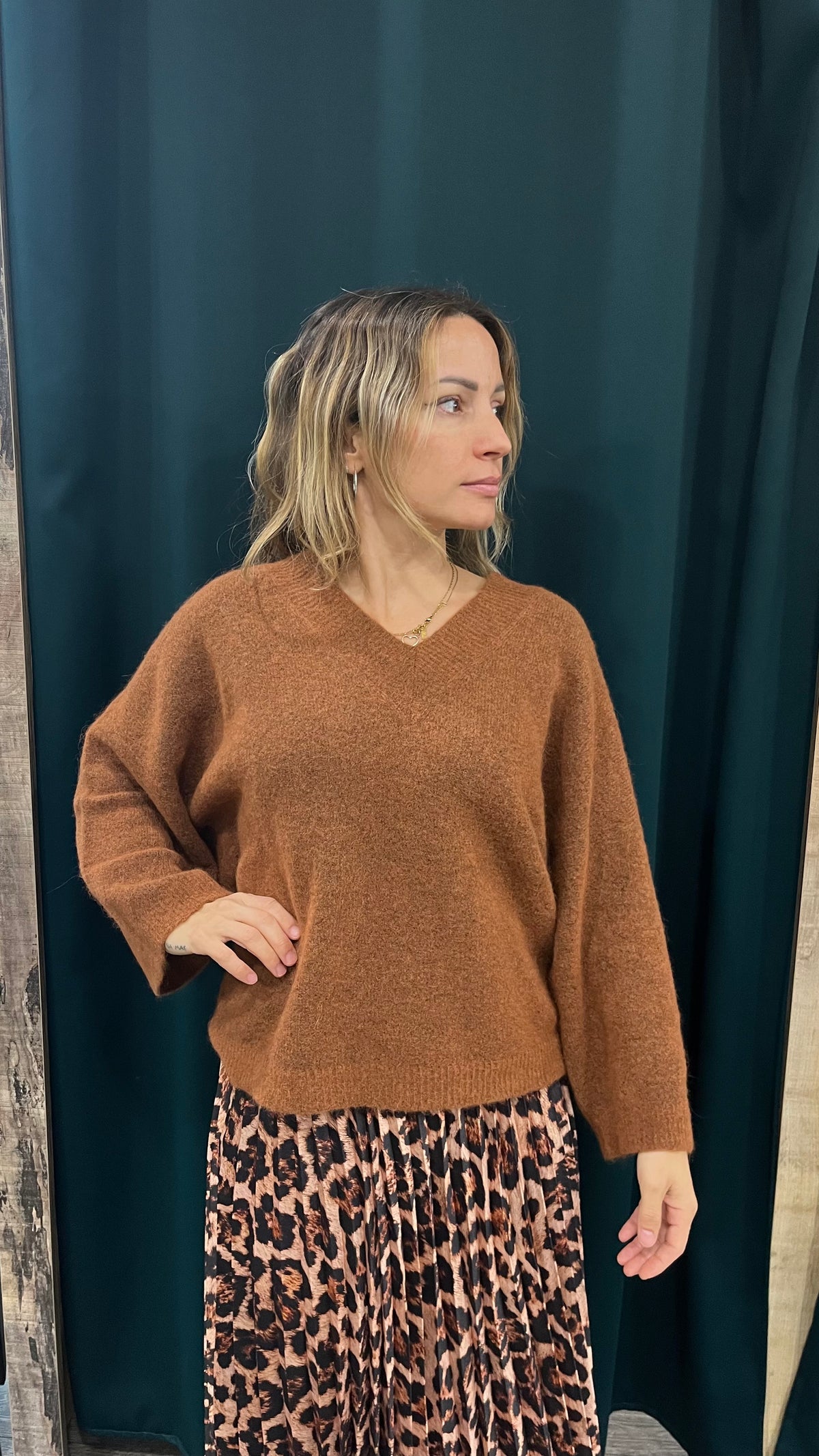 Maglione Duda Alpaca Lana Mattone